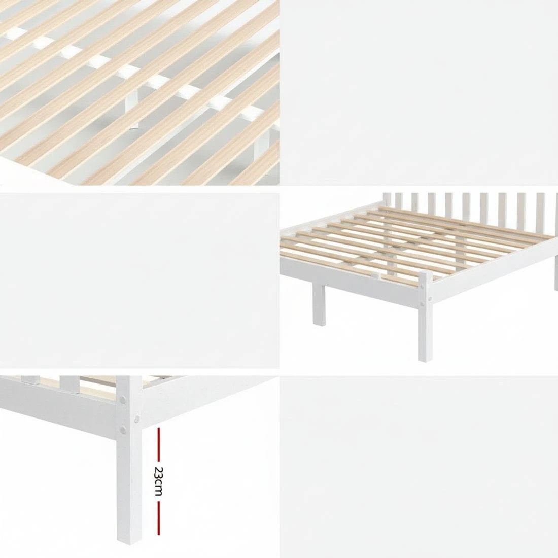 6 Artiss Bed Frame Double Size Wooden Platform with 2 Storage Drawers - White, 6 of 8