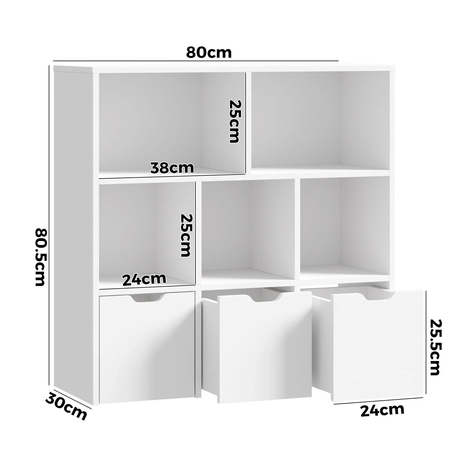 9 Oikiture Kids Bookcase Toy Organiser Cabinet With Removable Box Storage
 - White, 9 of 10
