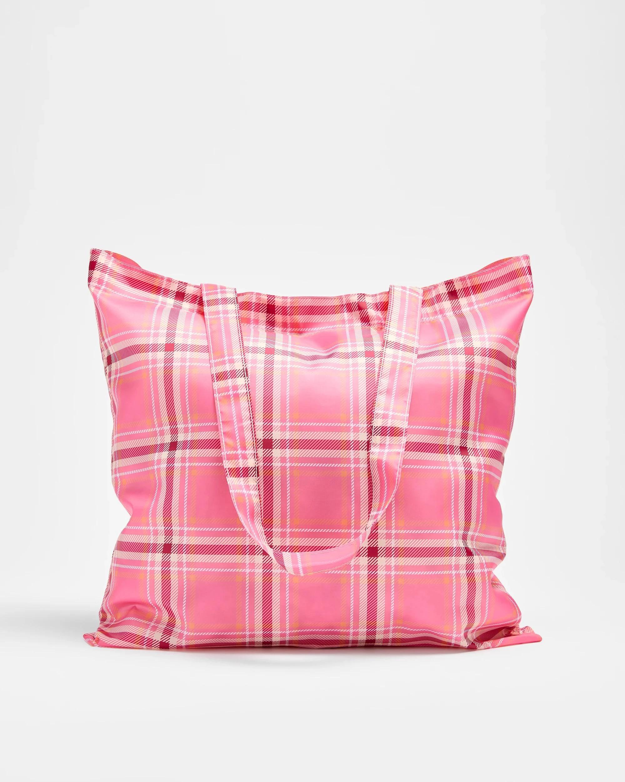 1 Target Fold Up Shopper Tote Bag PINK CHECK, 1 of 3