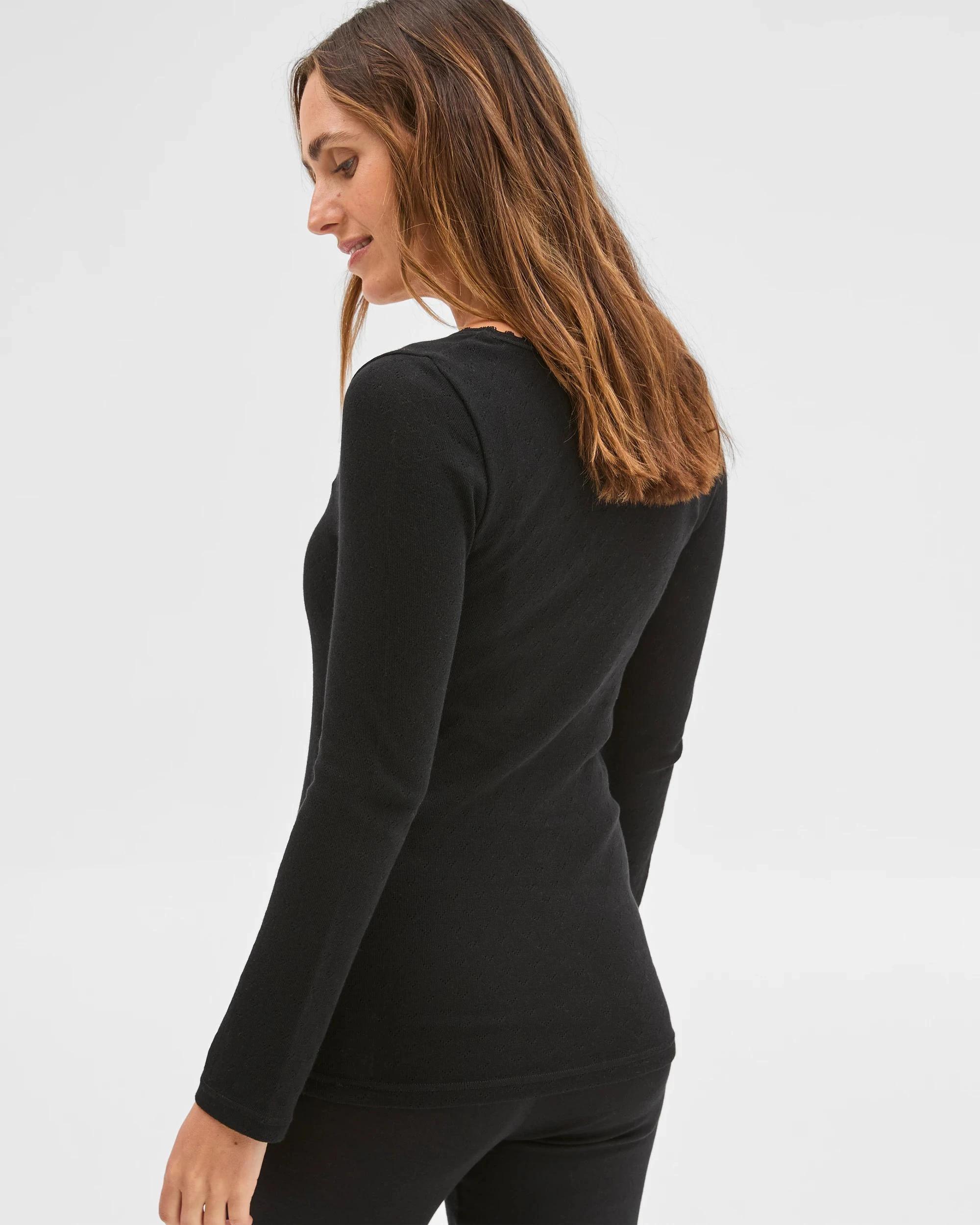 5 Target Woman Long Sleeve Pointelle Thermal Top BLACK, 5 of 5