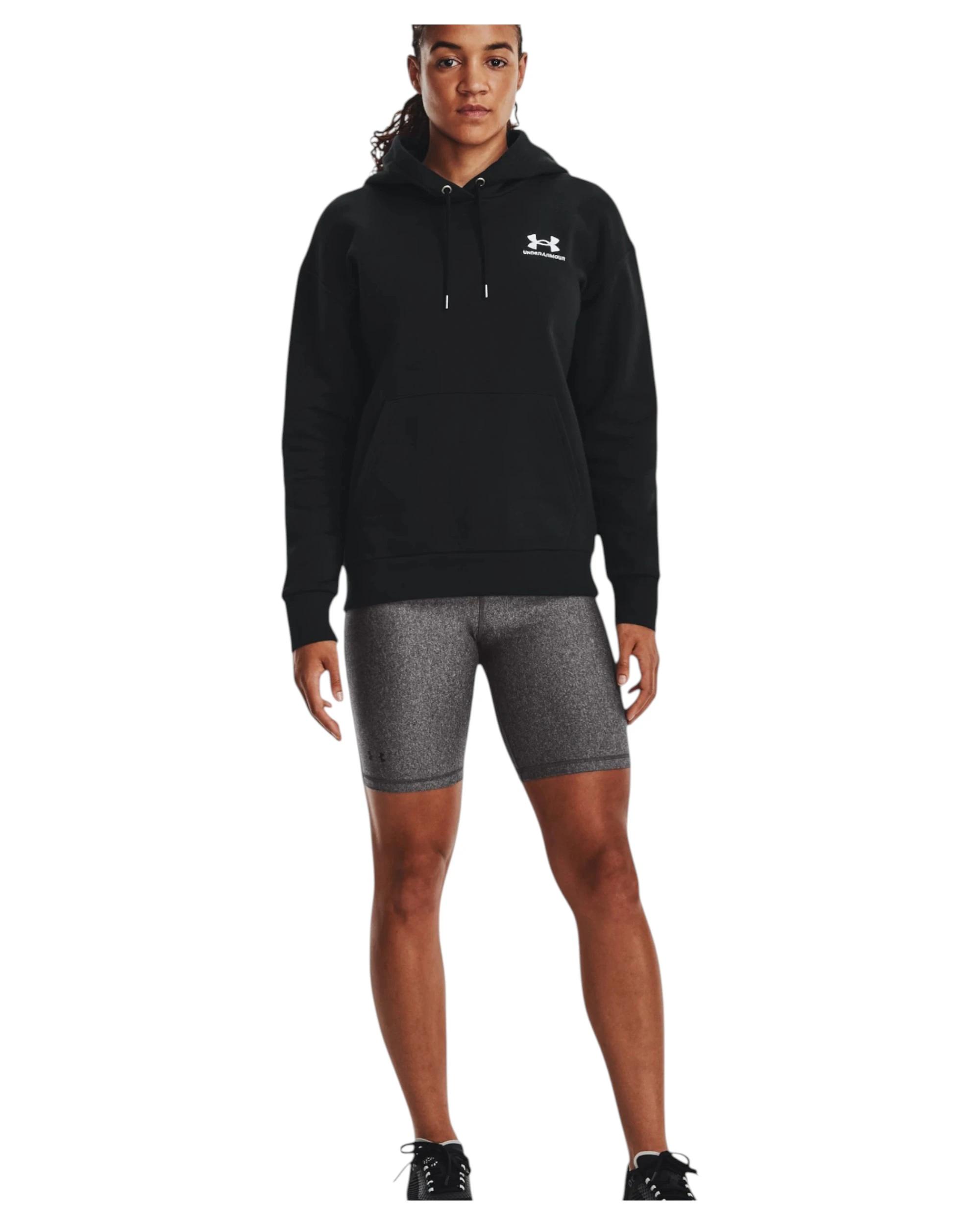 4 Under Armour Womens Essential Fleece Black/ White Hoodie BLACK, 4 of 6