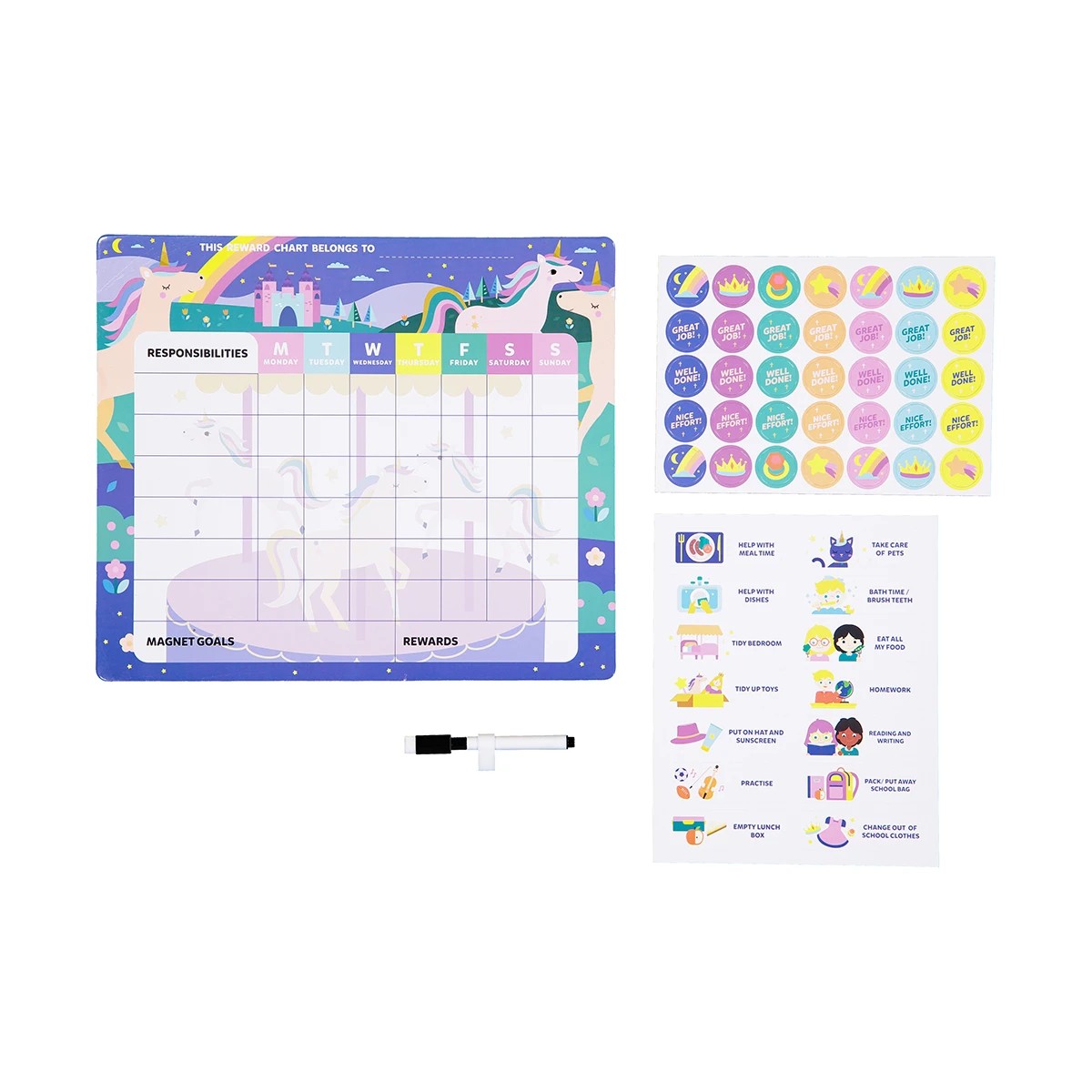 2 Magnetic Reward Chart Daily Tasks - Unicorn, 2 of 8