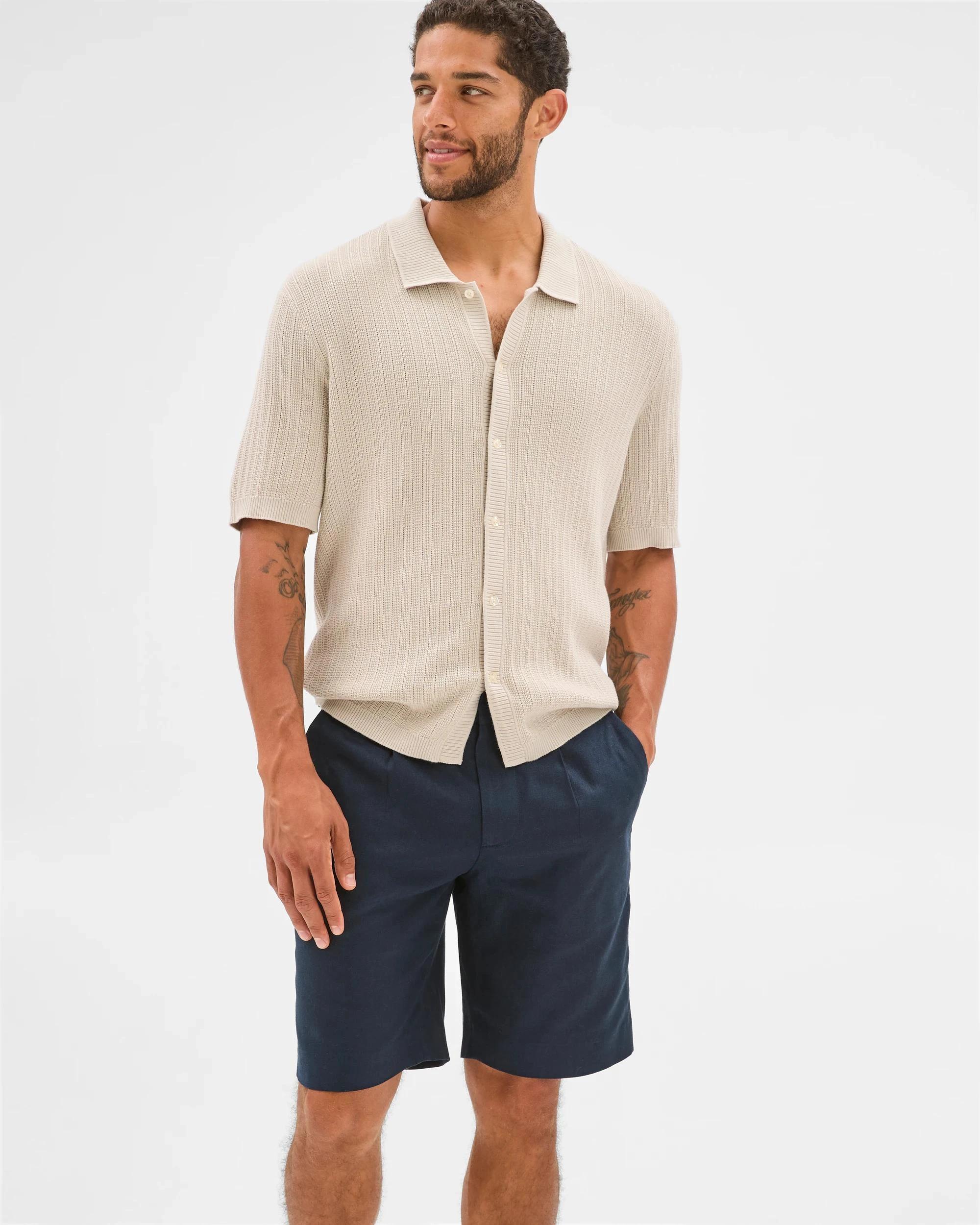 6 European Linen Blend Suit Shorts - Preview NAVY, 6 of 6