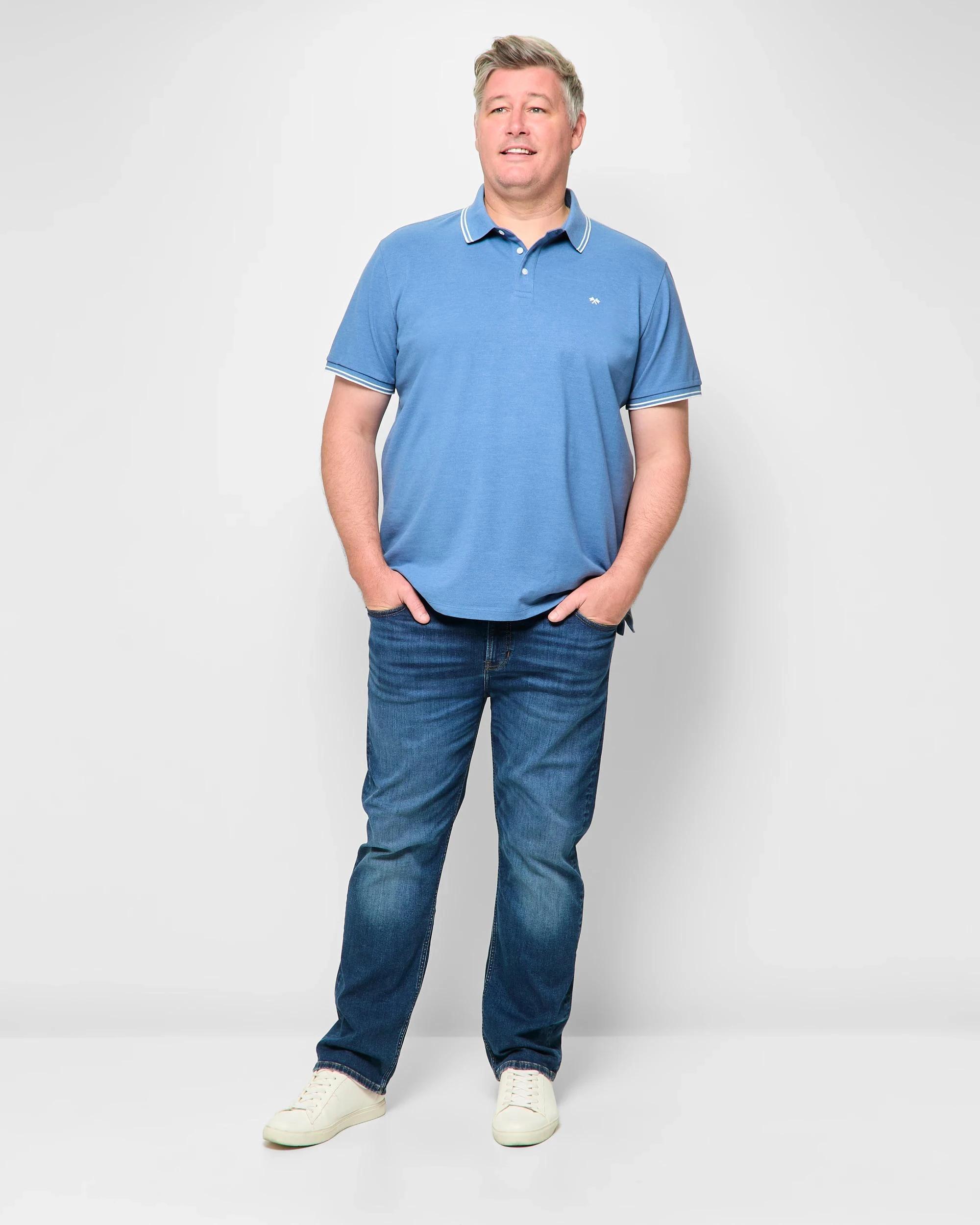 2 Target Man Plus Plus Size Australian Cotton Pique Polo T-Shirt BLUE, 2 of 5