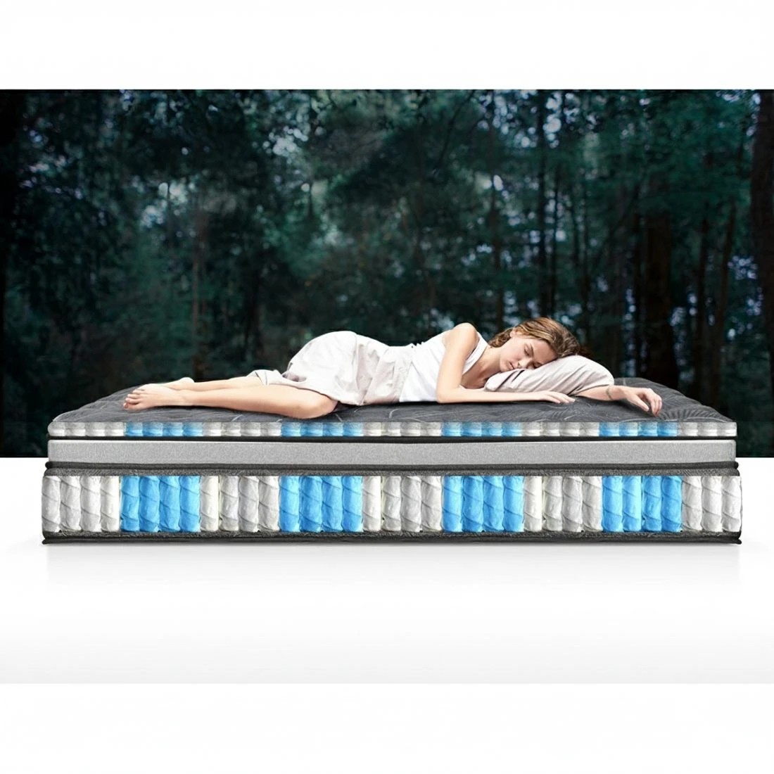 5 Giselle Bedding 34cm Mattress Double Layer Pocket Spring King - Charcoal, 5 of 6