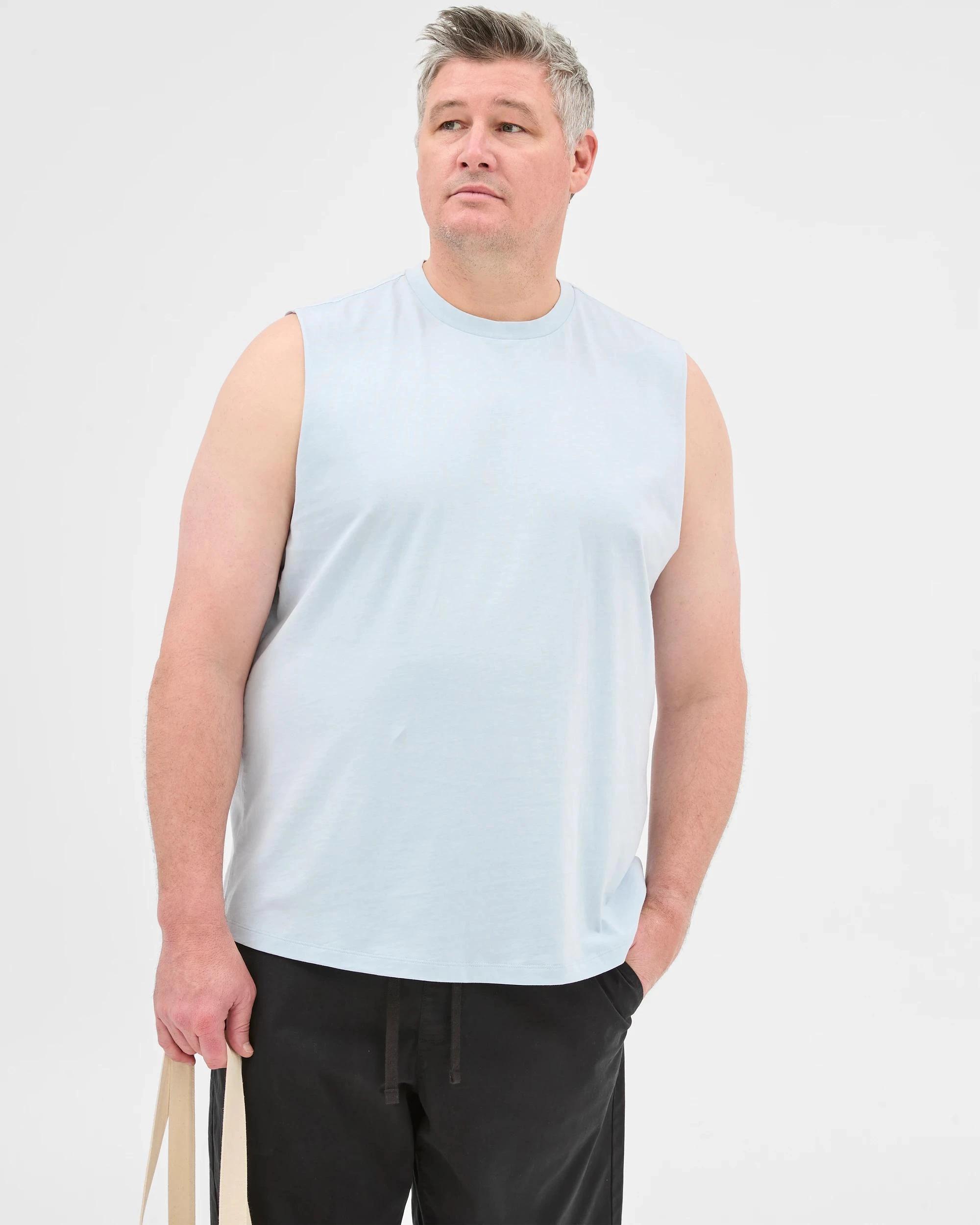 2 Target Plus Size Australian Cotton Plain Tank Top LIGHT BLUE, 2 of 5