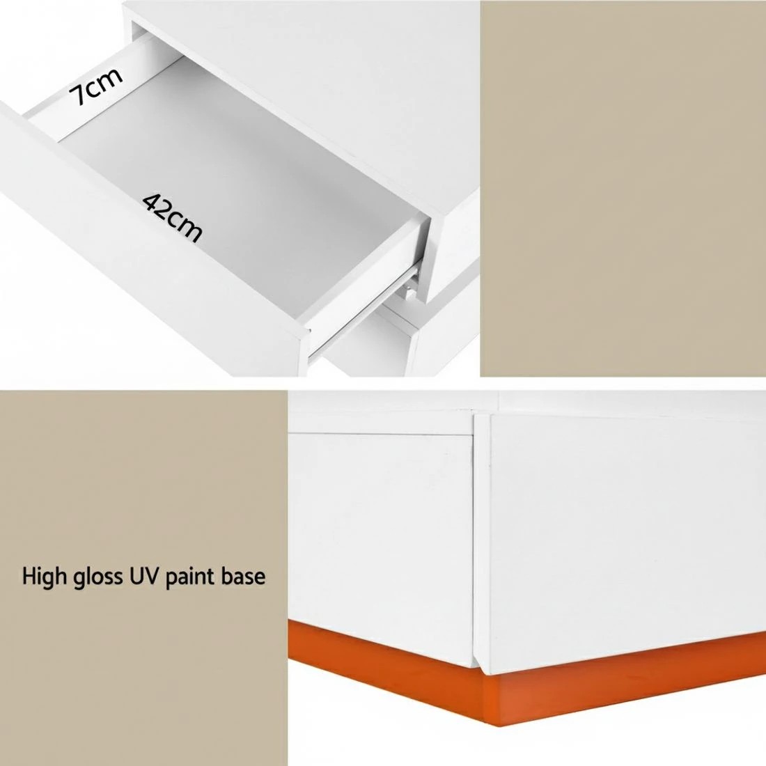 5 Artiss Smart Bedside Table LED Wireless Charging Ada - White, 5 of 6