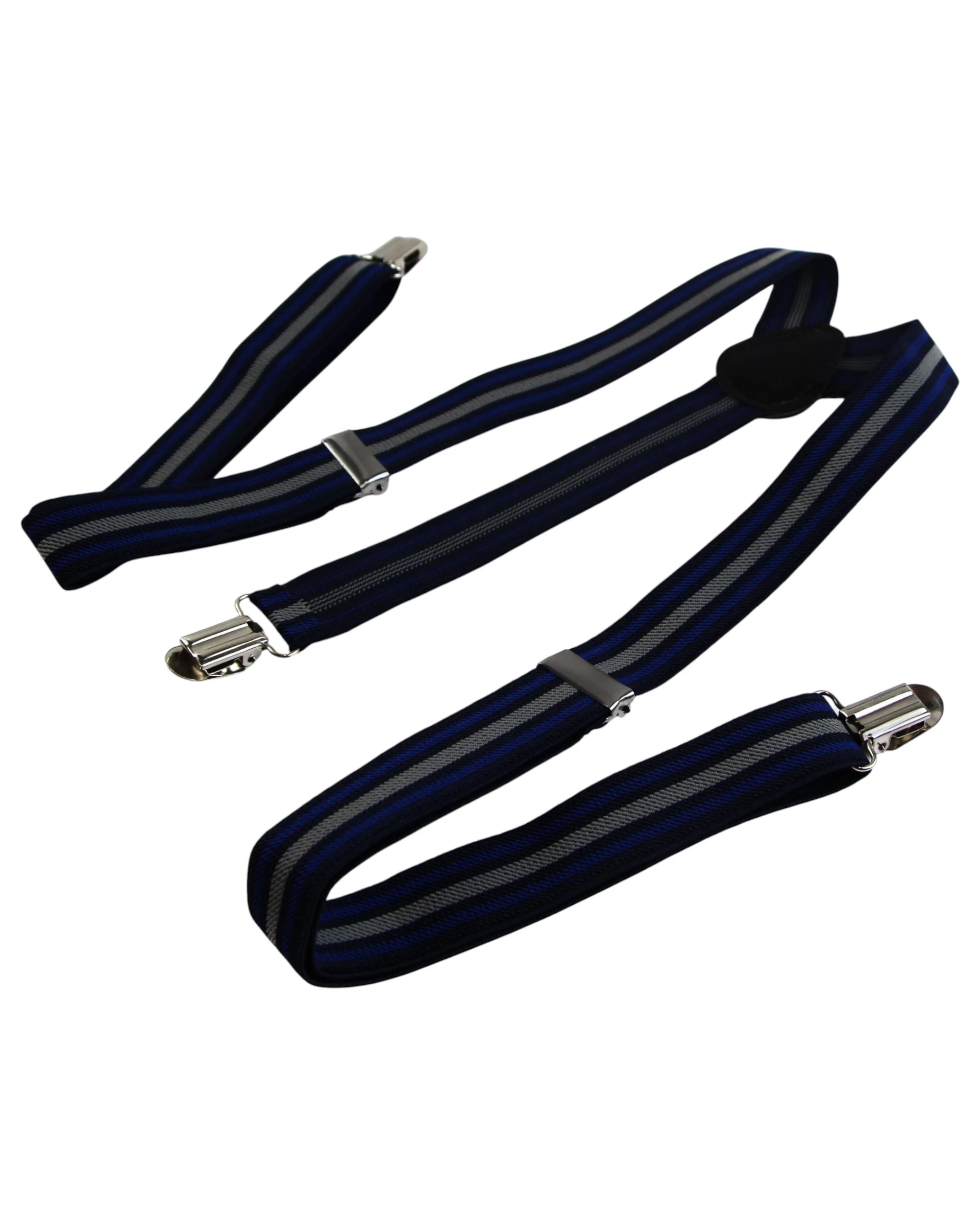 4 Zasel Mens Adjustable Black, Navy & Grey Striped Patterned Suspenders - Multi, 4 of 5