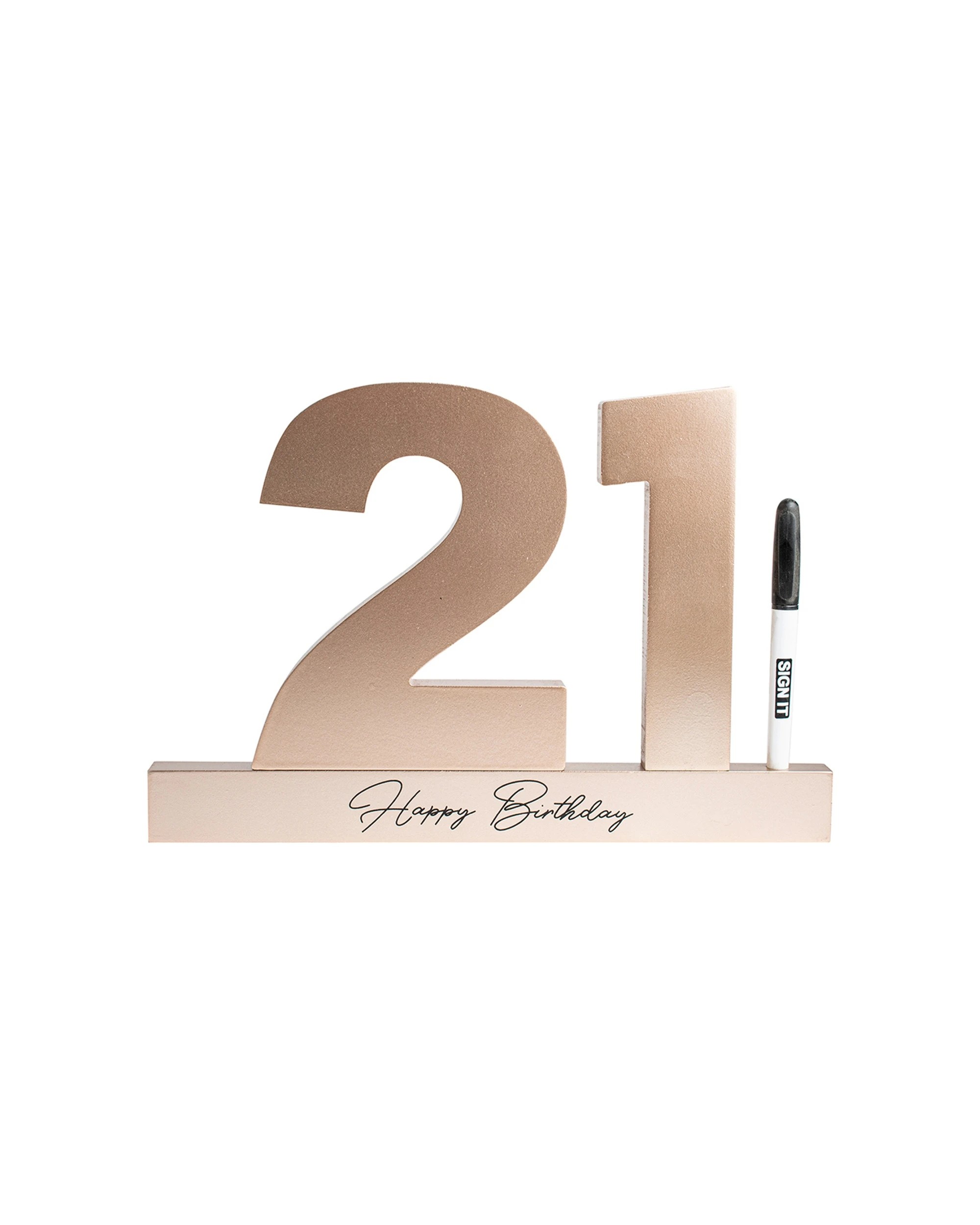 3 21st Rose Gold Signature Block Novelty Birthday Message Party Statue Set
 - Gold, 3 of 3