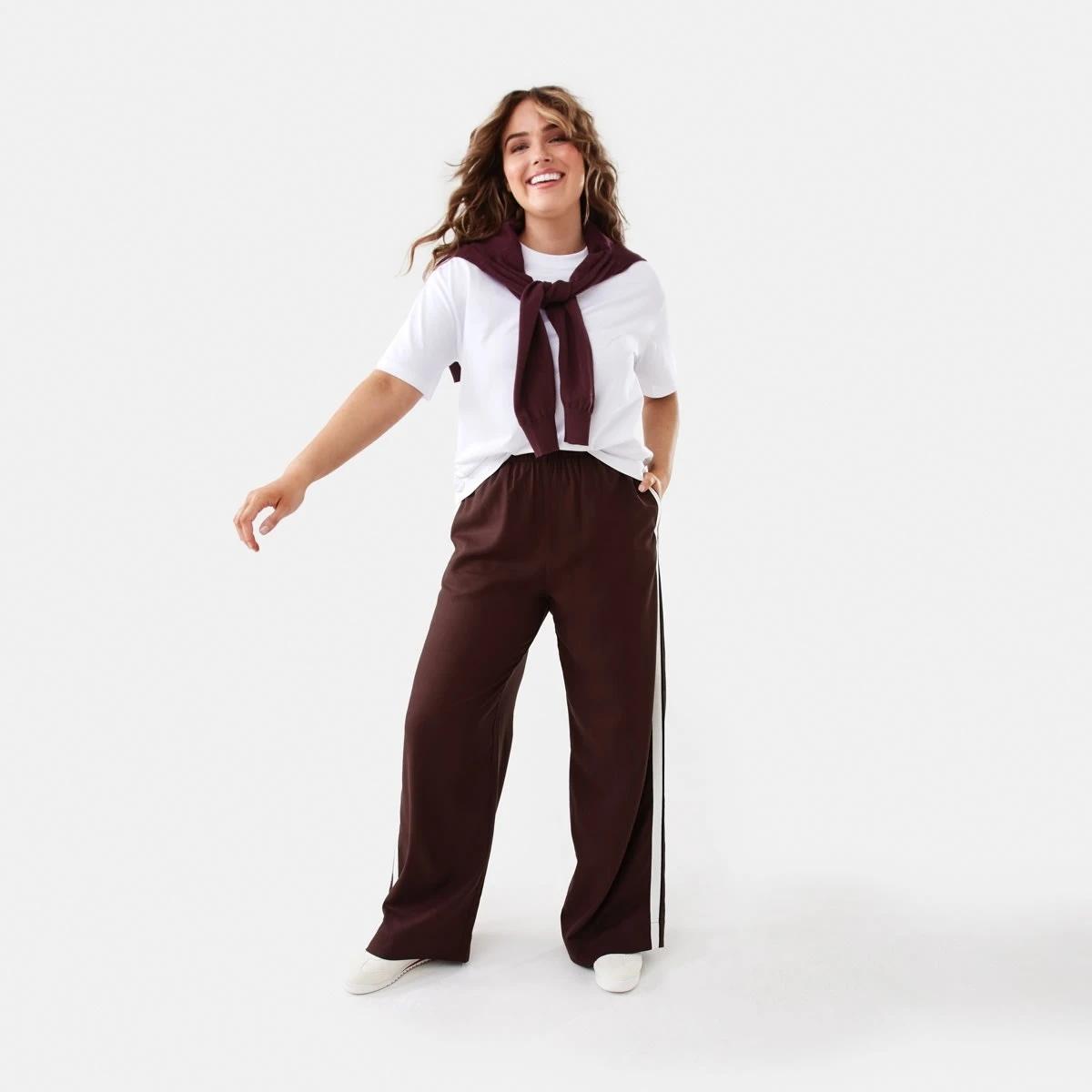 2 Wide Leg Side Tape Pants WARM MULBERRY, 2 of 6