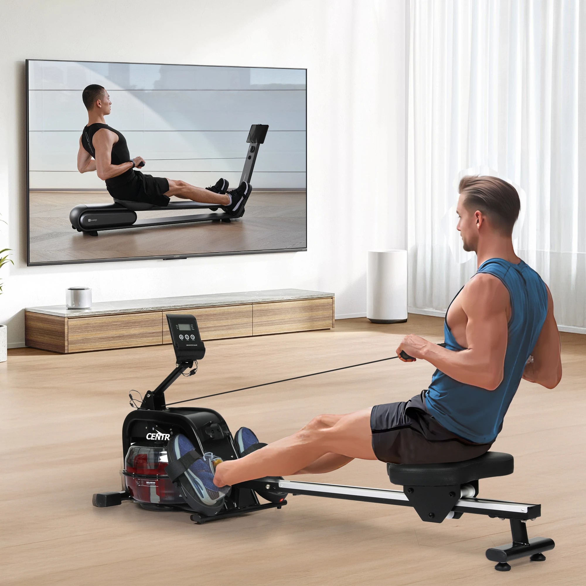 7 Centra Water Rowing Machine Resistance Exercise Fitness Home Gym Equipment, 7 of 8