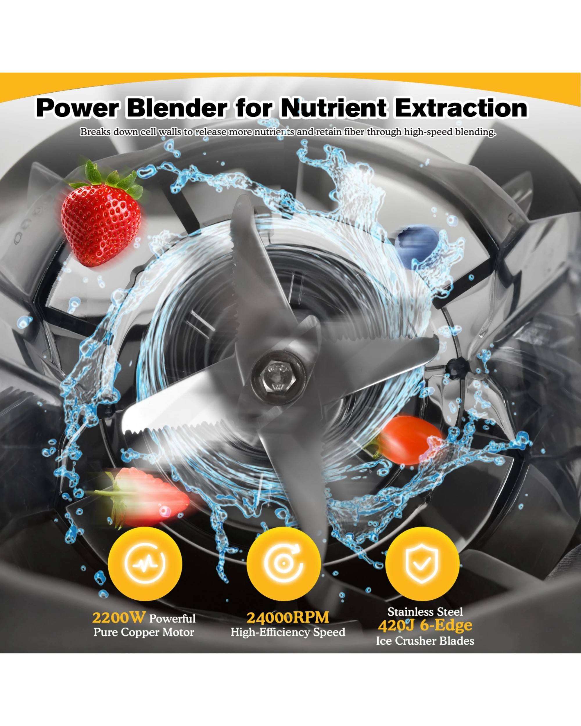 6 Advwin Commercial Blender with Soundproof Shield, 4.5L High-Speed Smoothie Blender, 6 of 7