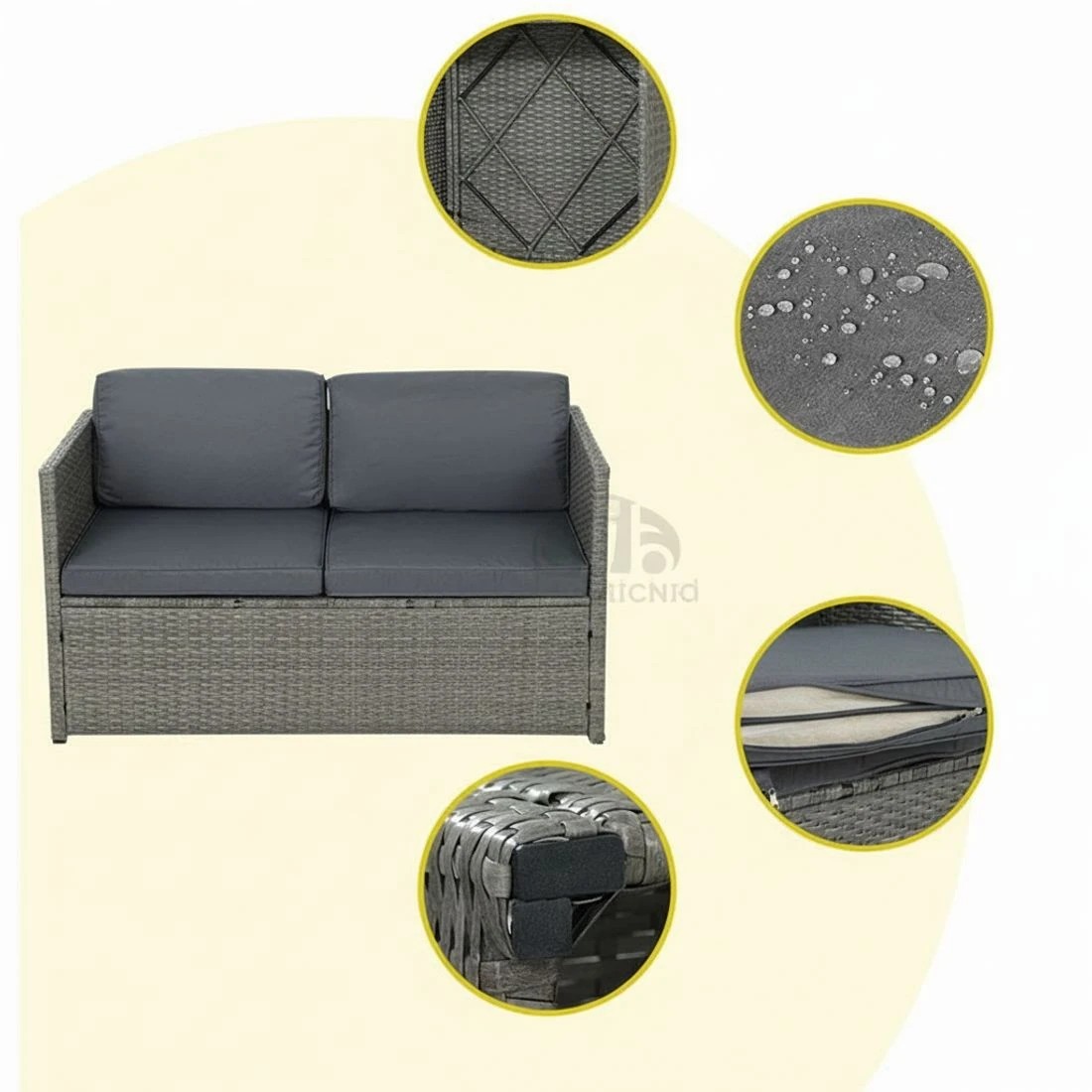 5 Gardeon 4-Piece Outdoor Sofa Set Wicker Couch Lounge Setting - Grey, 5 of 5
