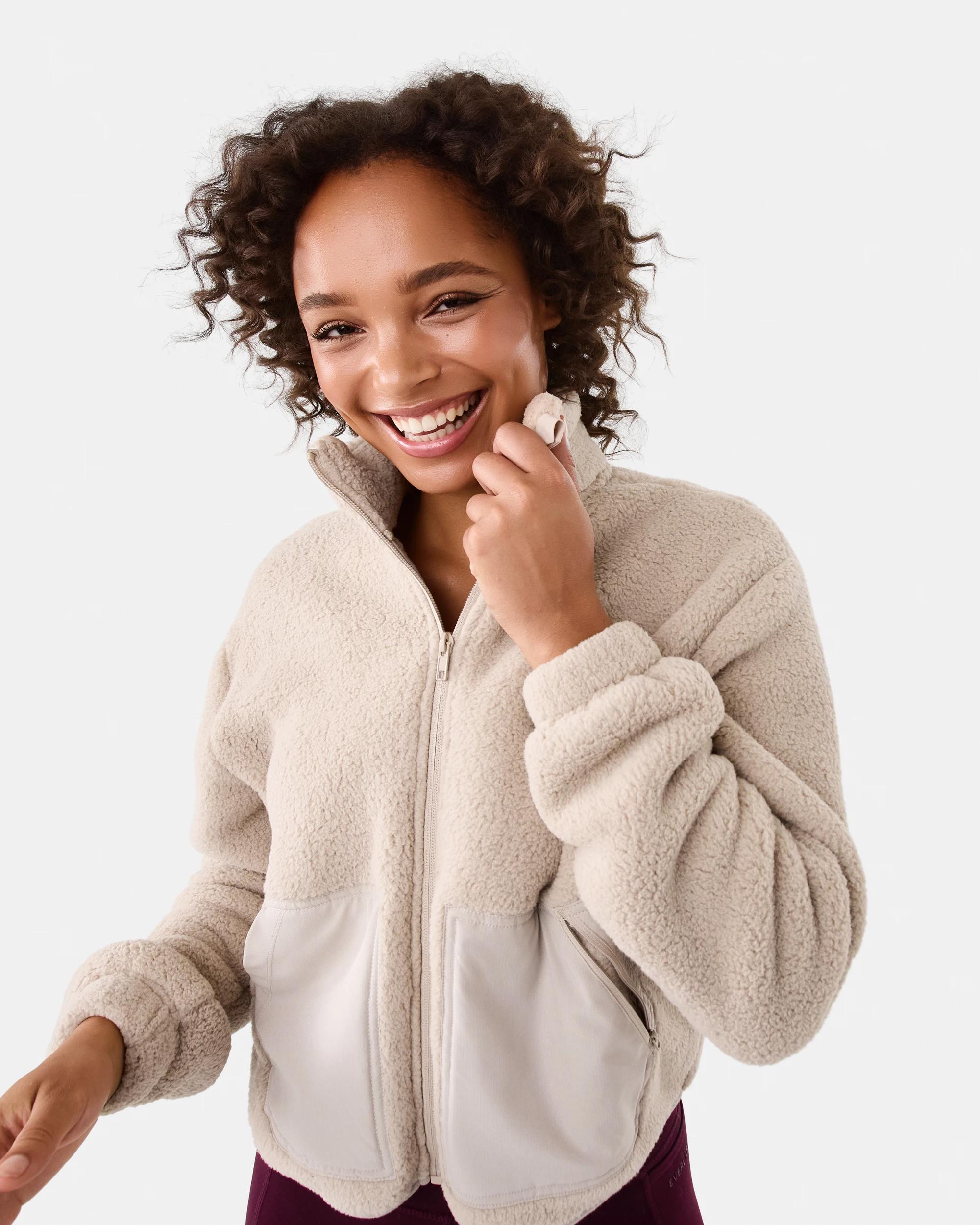 6 Everlast Womens Sherpa Bomber Jacket Stone, 6 of 9