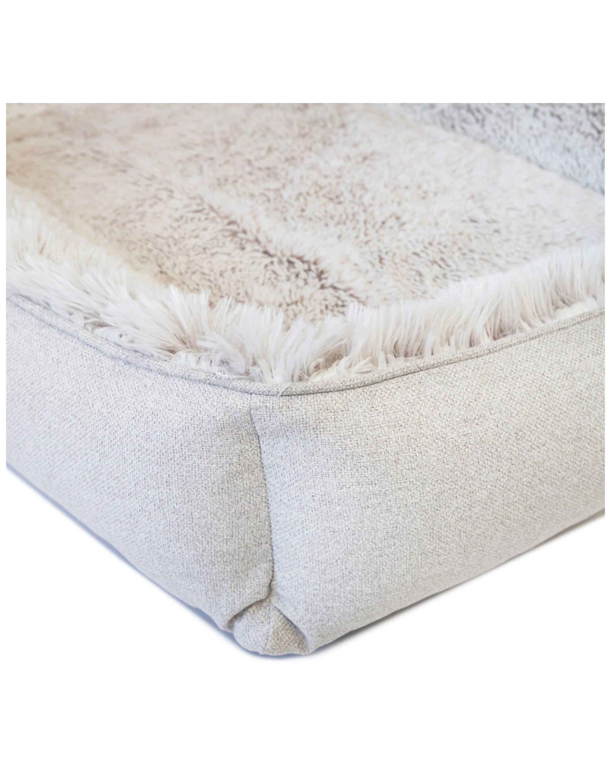 2 SUPERIOR PET PLUS Ortho Dog Lounger Aspen Faux Fur Mini Orthopaedic Dog Bed - Beige, 2 of 4