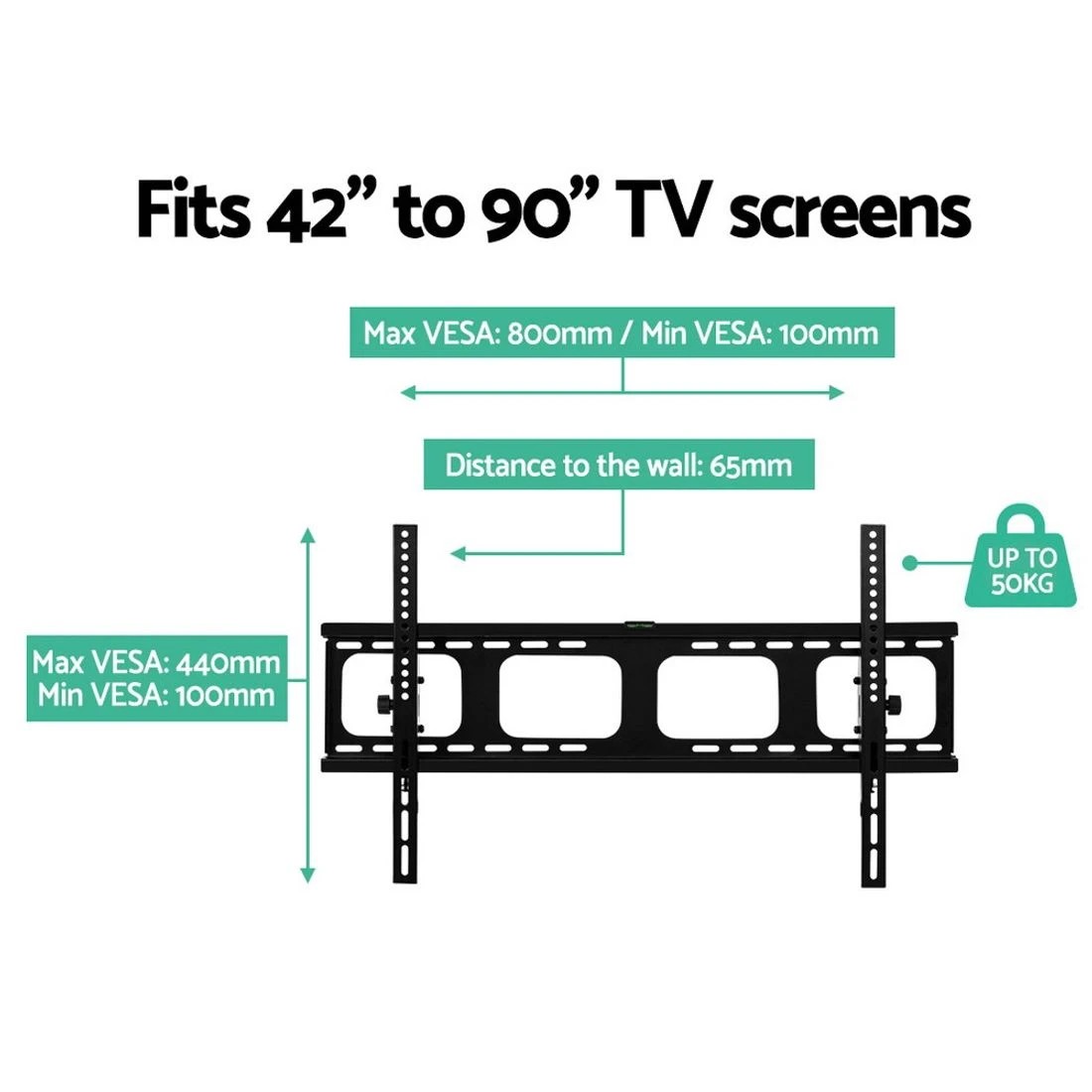 3 Artiss TV Wall Mount Bracket for 42"-90" LED LCD TVs Tilt Slim Flat Low Profile - Black, 3 of 6
