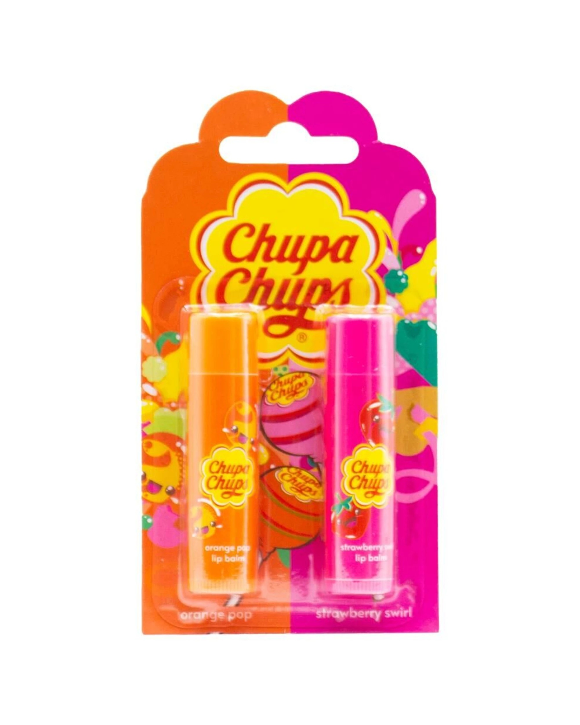 2 Chupa Chups 6x 2pc Lip Balm Pop Strawberry Swirl Hydrating Portable Pack - Pink, 2 of 3