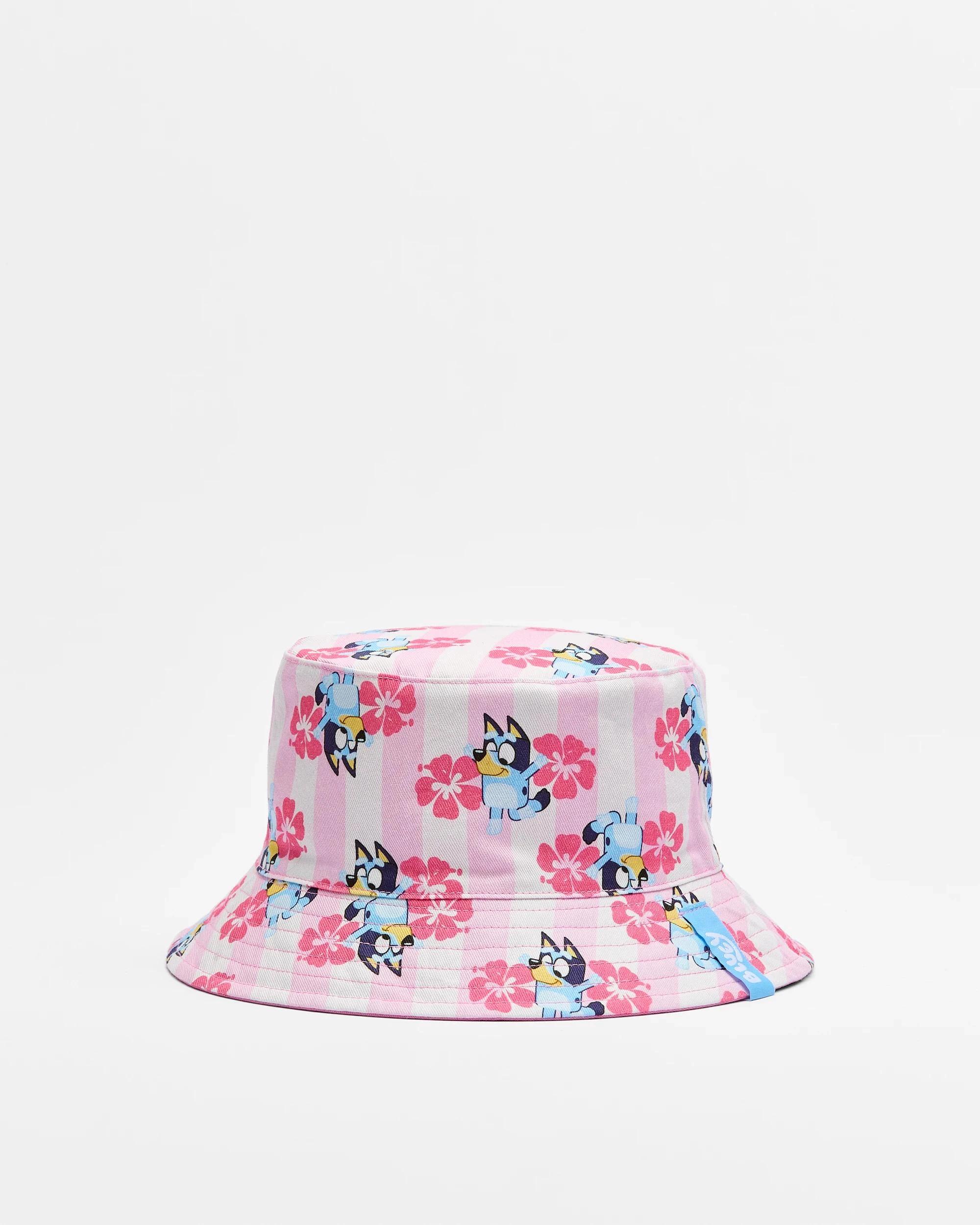 1 Kids Licensed Bluey Reversible Flowers Bucket Hat BLUEY FLOWER PRINT/PINK, 1 of 3