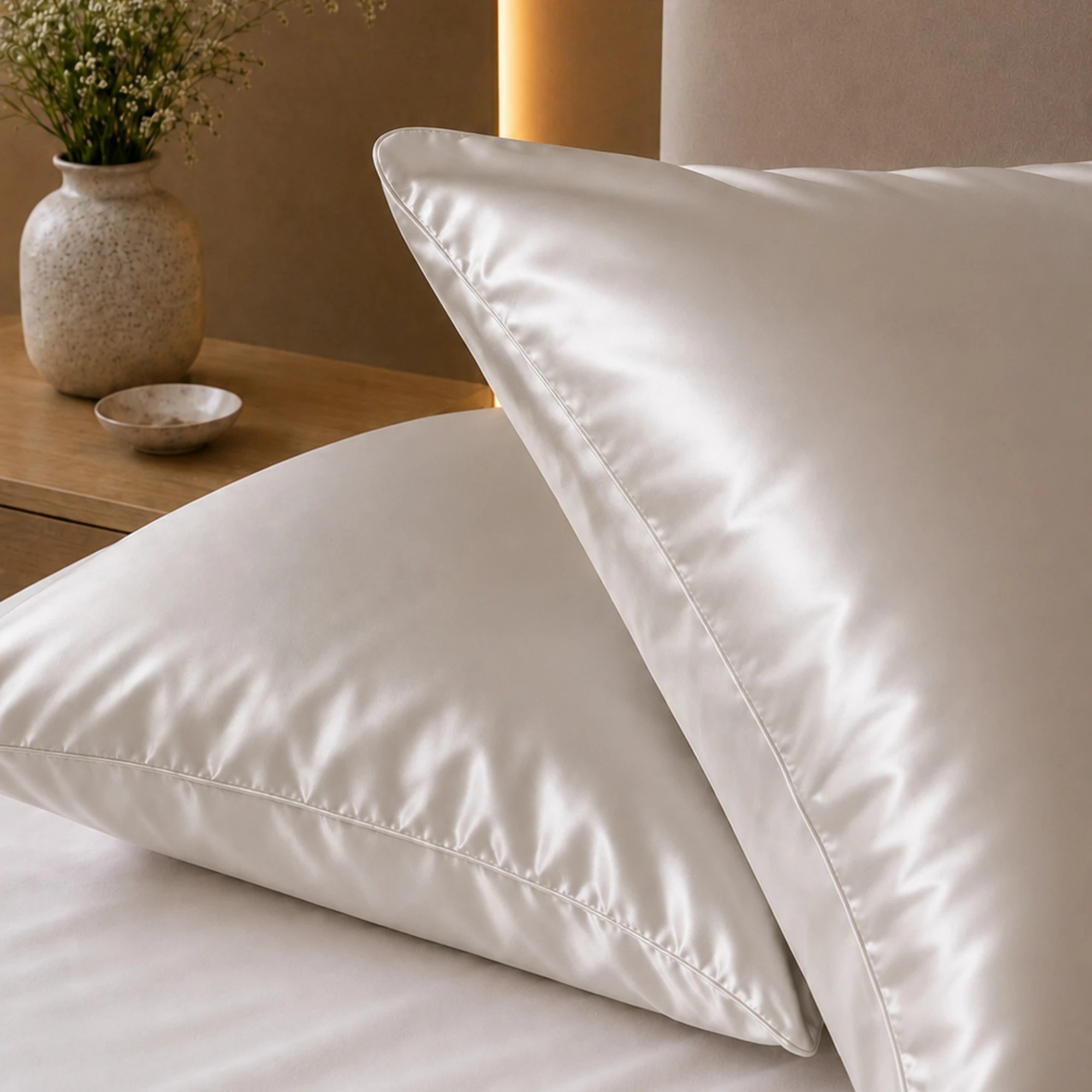 1 Royal Comfort Mulberry Silk Hypoallergenic Pillowcase Twin Pack - Silver, 1 of 10