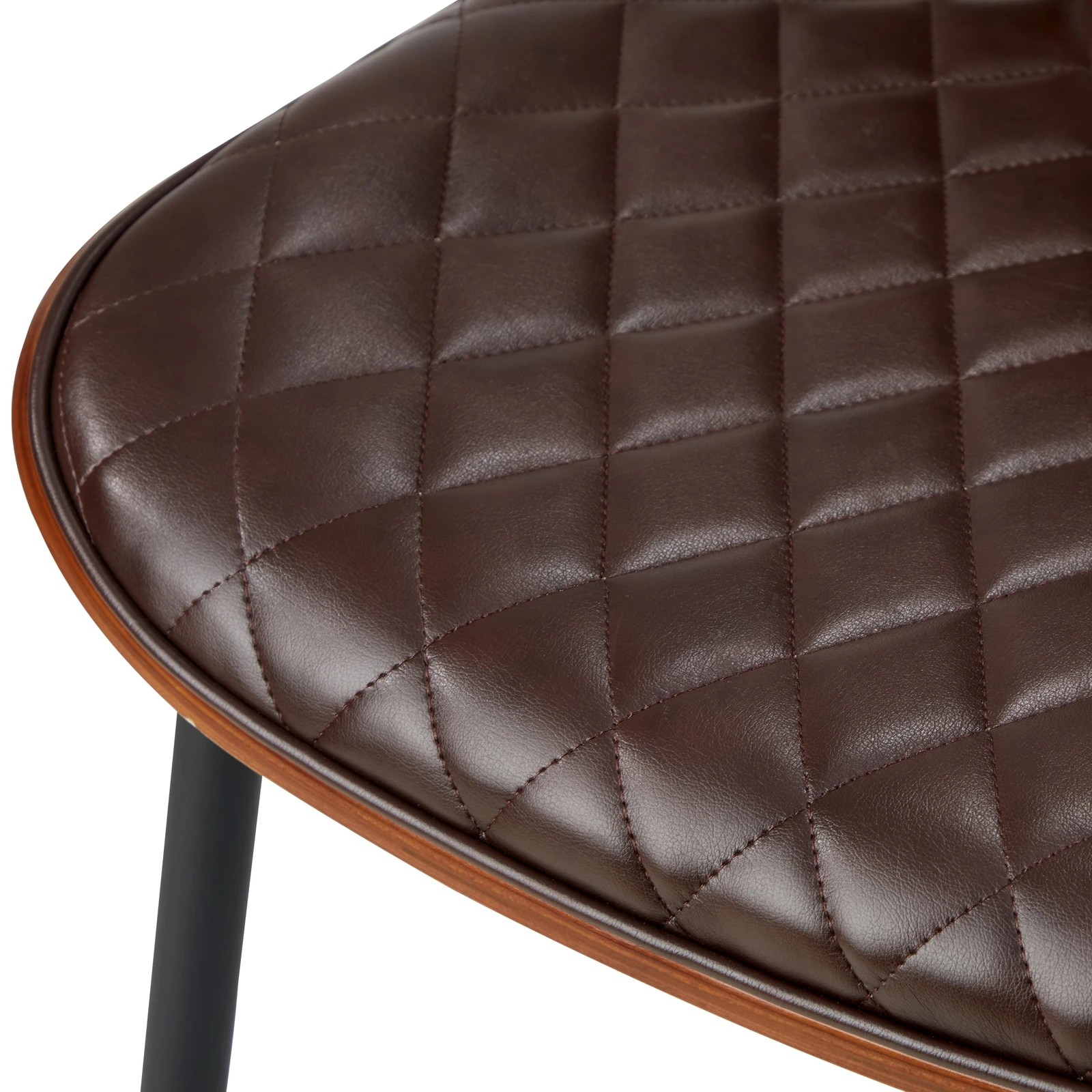 5 Oikiture 2x Dining Chairs Retro Faux Leather Solid Beech Wood Metal Legs
 - Brown, 5 of 10