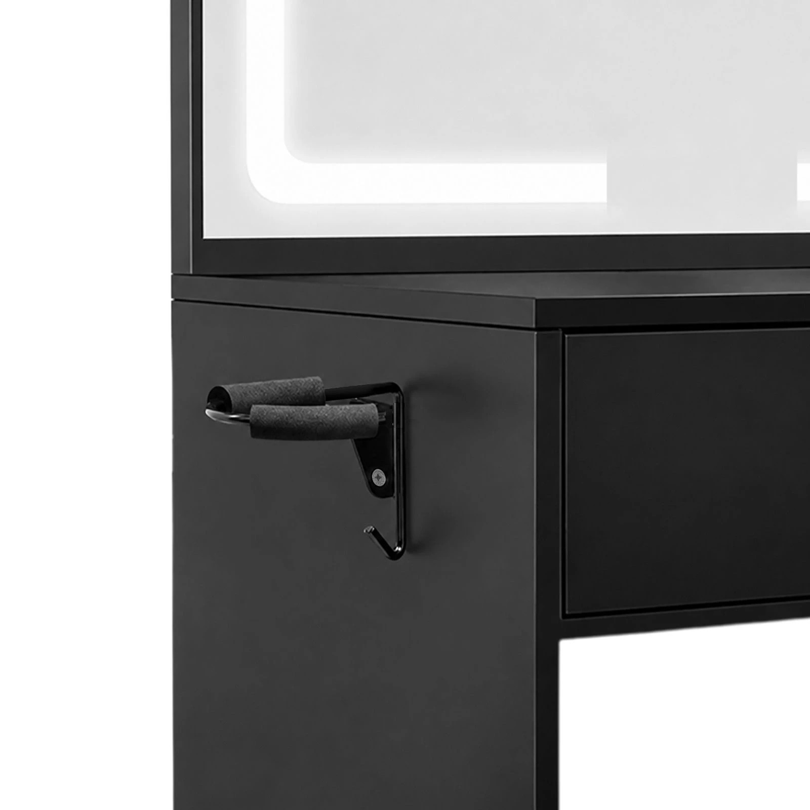5 Ausway Dressing Table Stool Set with LED Lighted Mirror 3 Lighting Colours Drawers Shelves Glass Tabletop, 5 of 6