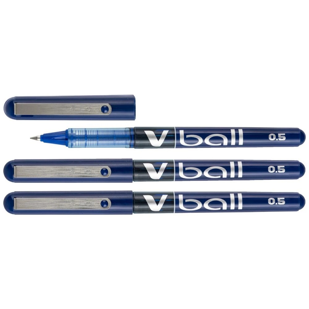 3 PILOT V Rollerball Pen 0.5mm Blue 3 Pack, 3 of 6