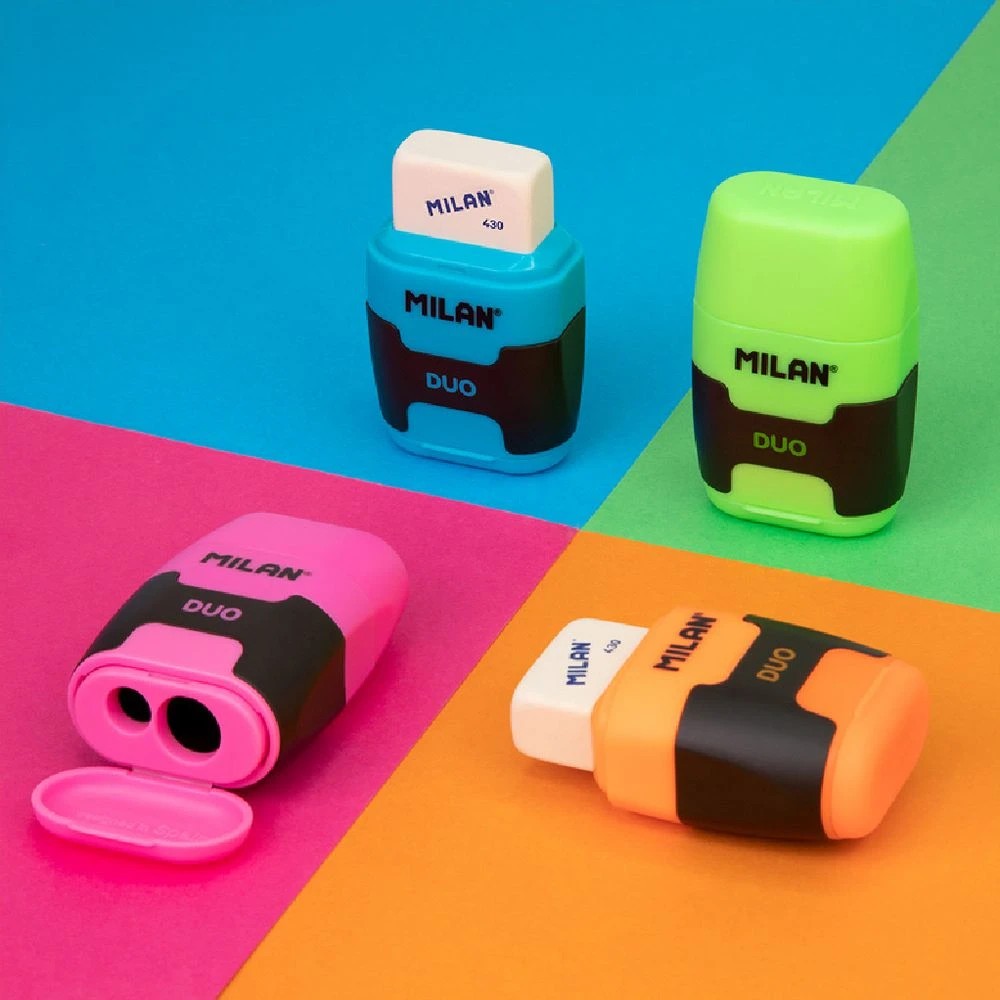 5 Milan Compact Duo 2 Hole Sharpener and Eraser Assorted, 5 of 5