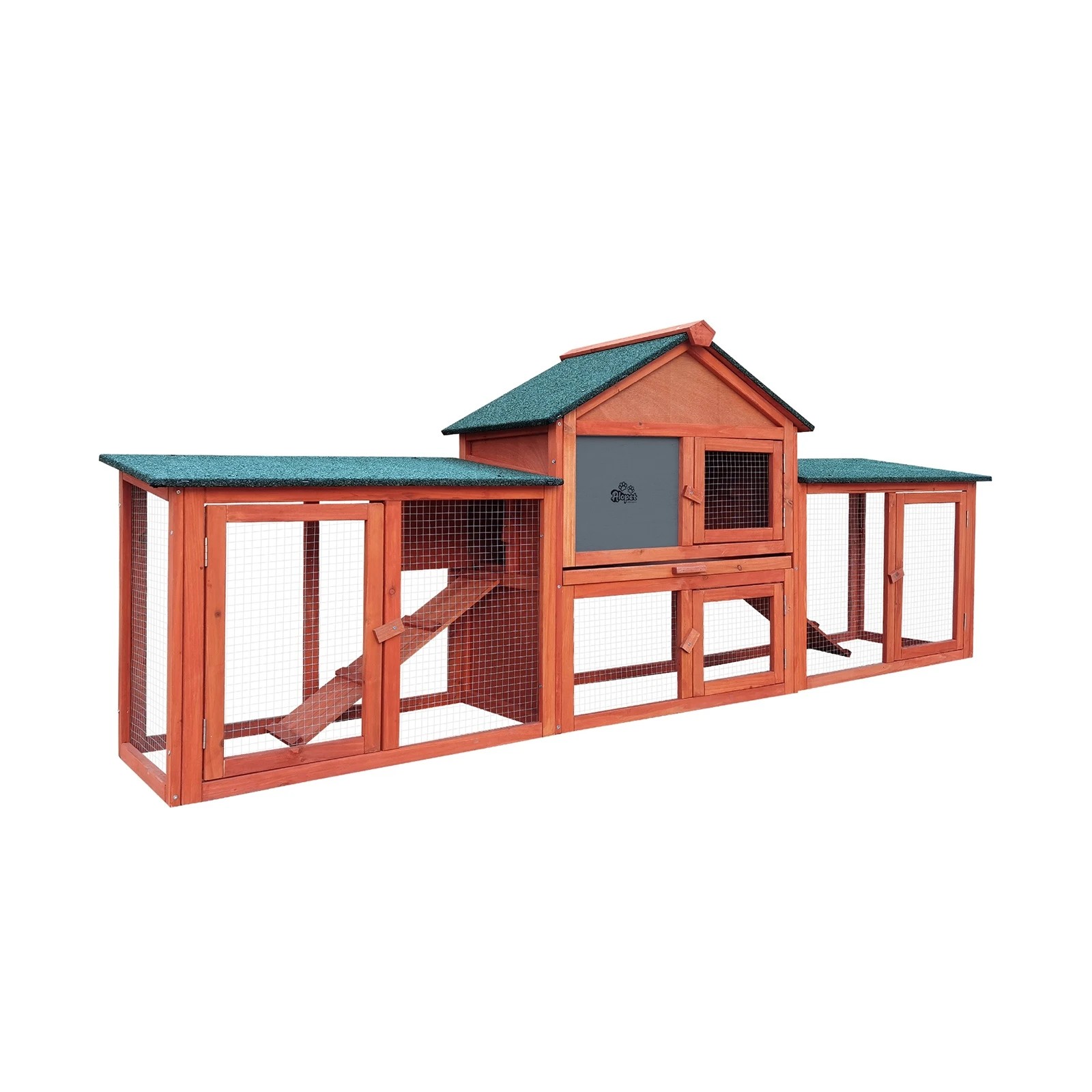 1 Alopet Rabbit Hutch Chicken Coop Bunny House Run Cage Wooden Outdoor Pet Hutch - Grey, 1 of 4