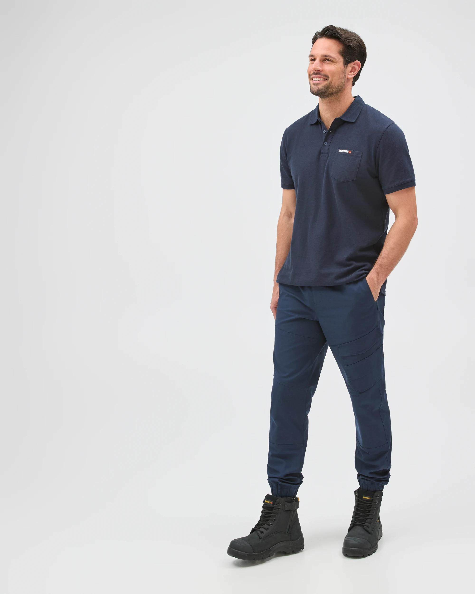 6 Australian Cotton Kneepad Work Performance Pants - Graphite NAVY BLUE, 6 of 8