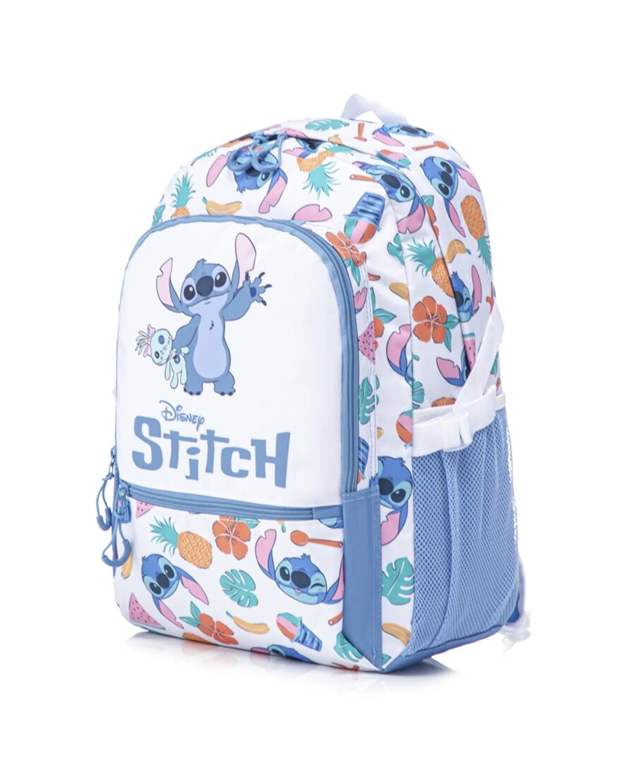 1 Stitch Backpack Kids School Bag 44cm Side Mesh Pockets Adjustable Straps - Multi, 1 of 3