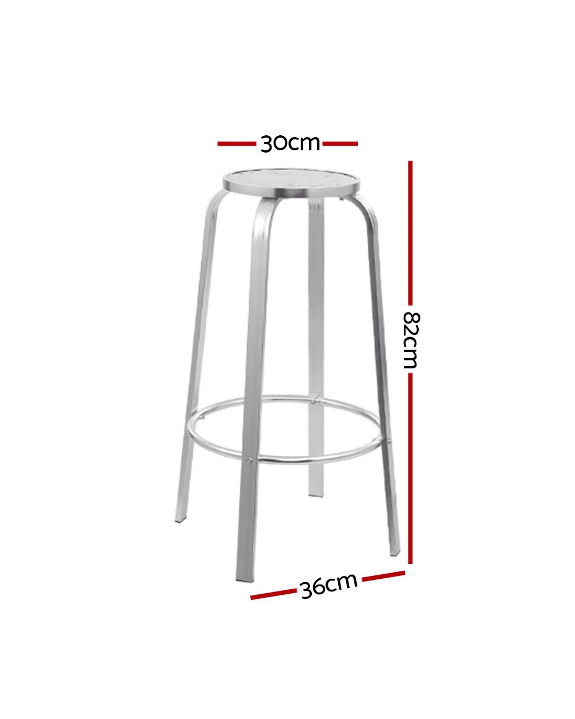 2 Gardeon 2-Piece Outdoor Bar Stools Patio Indoor Bistro Aluminum Chairs - Silver, 2 of 6