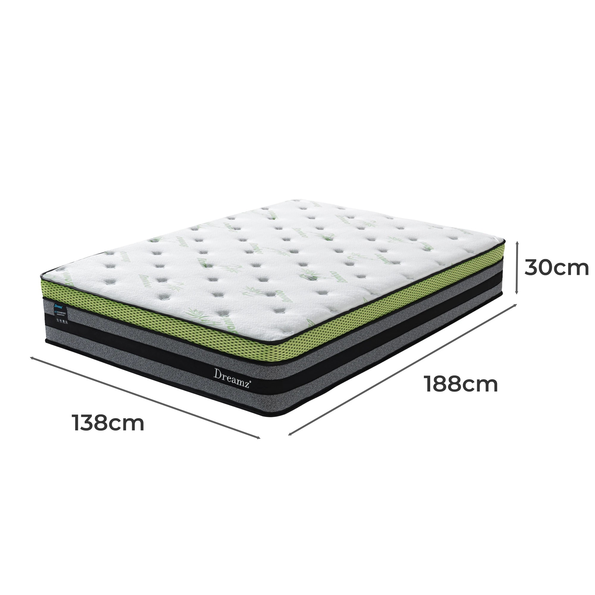 3 Dreamz Double Cooling Spring Mattress 30cm, 3 of 6