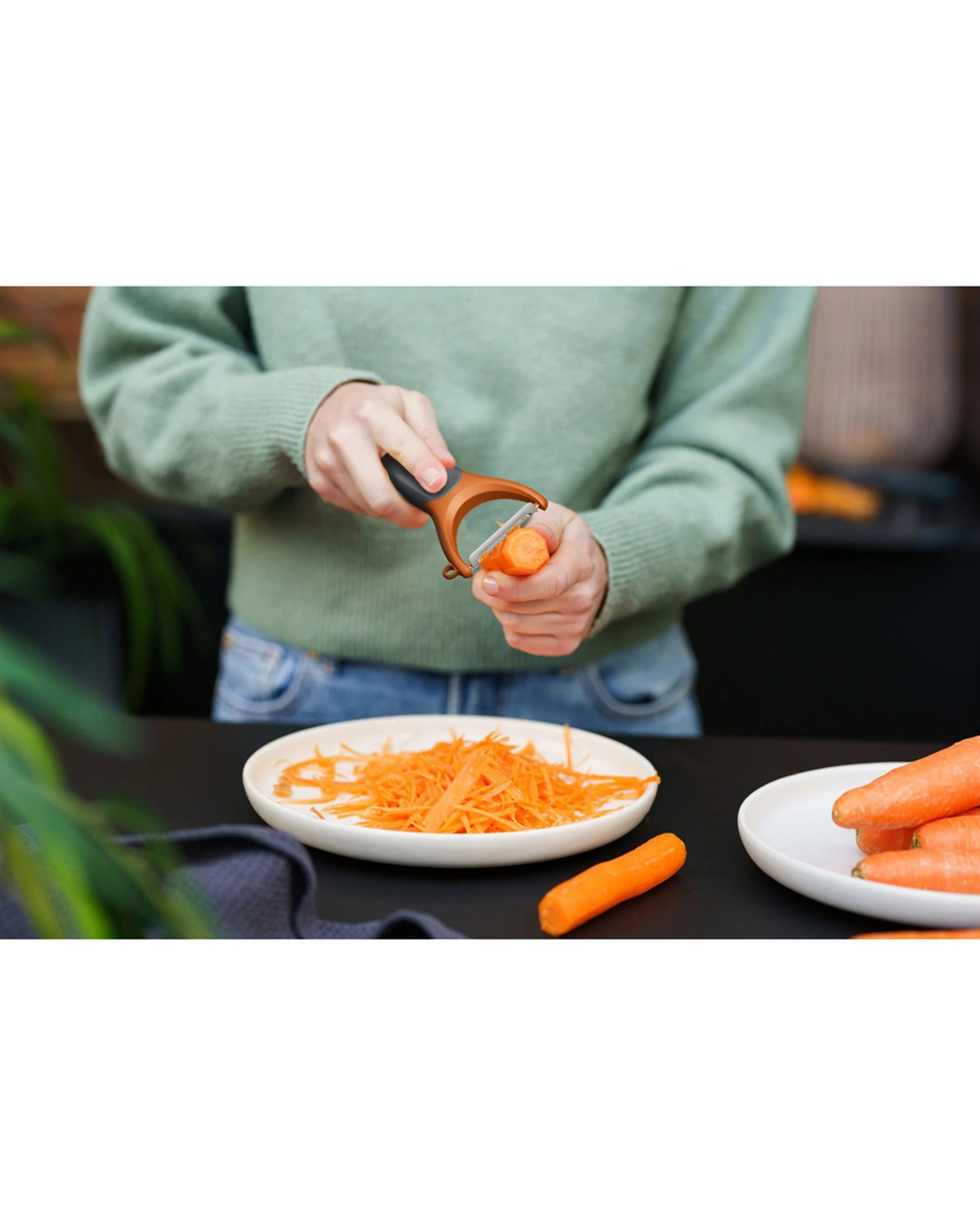 3 Zyliss Julienne Y Peeler Stainless Steel Blade With Ergonomic Wheat Straw Handle - Brown, 3 of 4