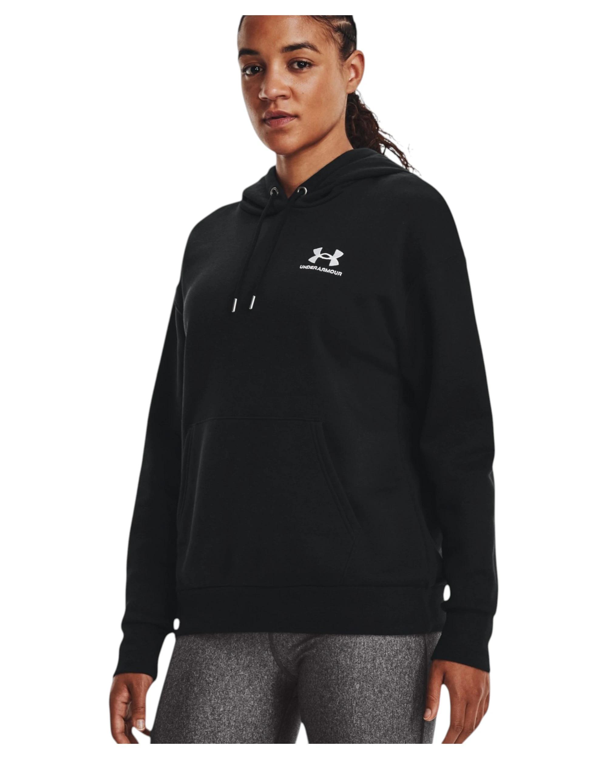 2 Under Armour Womens Essential Fleece Black/ White Hoodie BLACK, 2 of 6