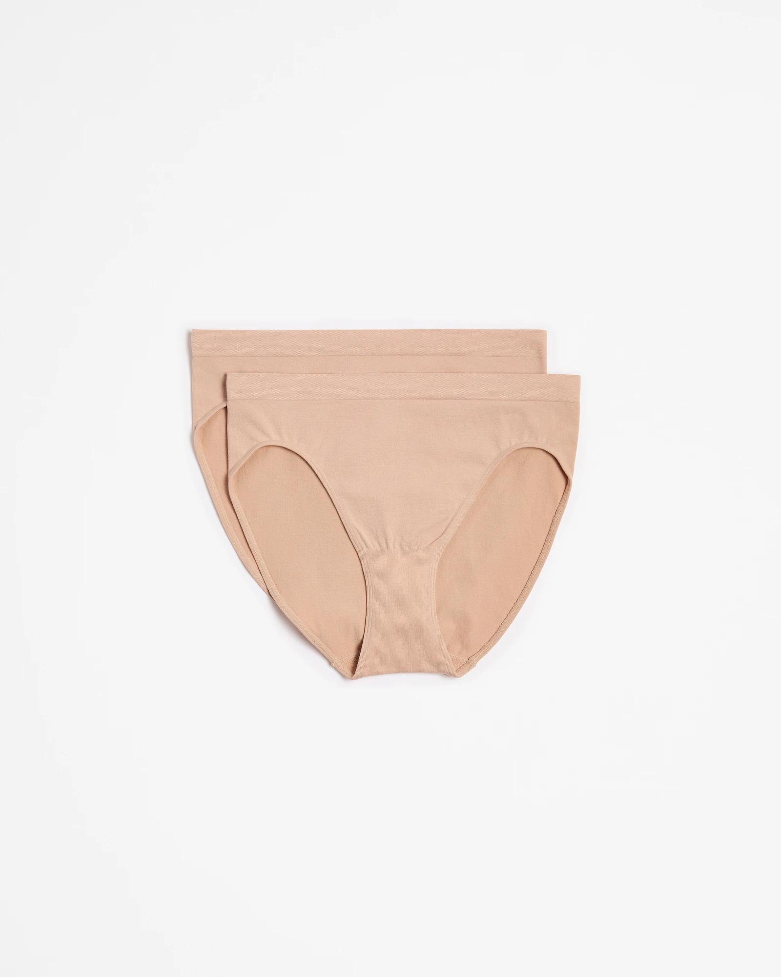 1 Target Australian Cotton Blend 2 Pack Seamfree High Cut Briefs LATTE, 1 of 4