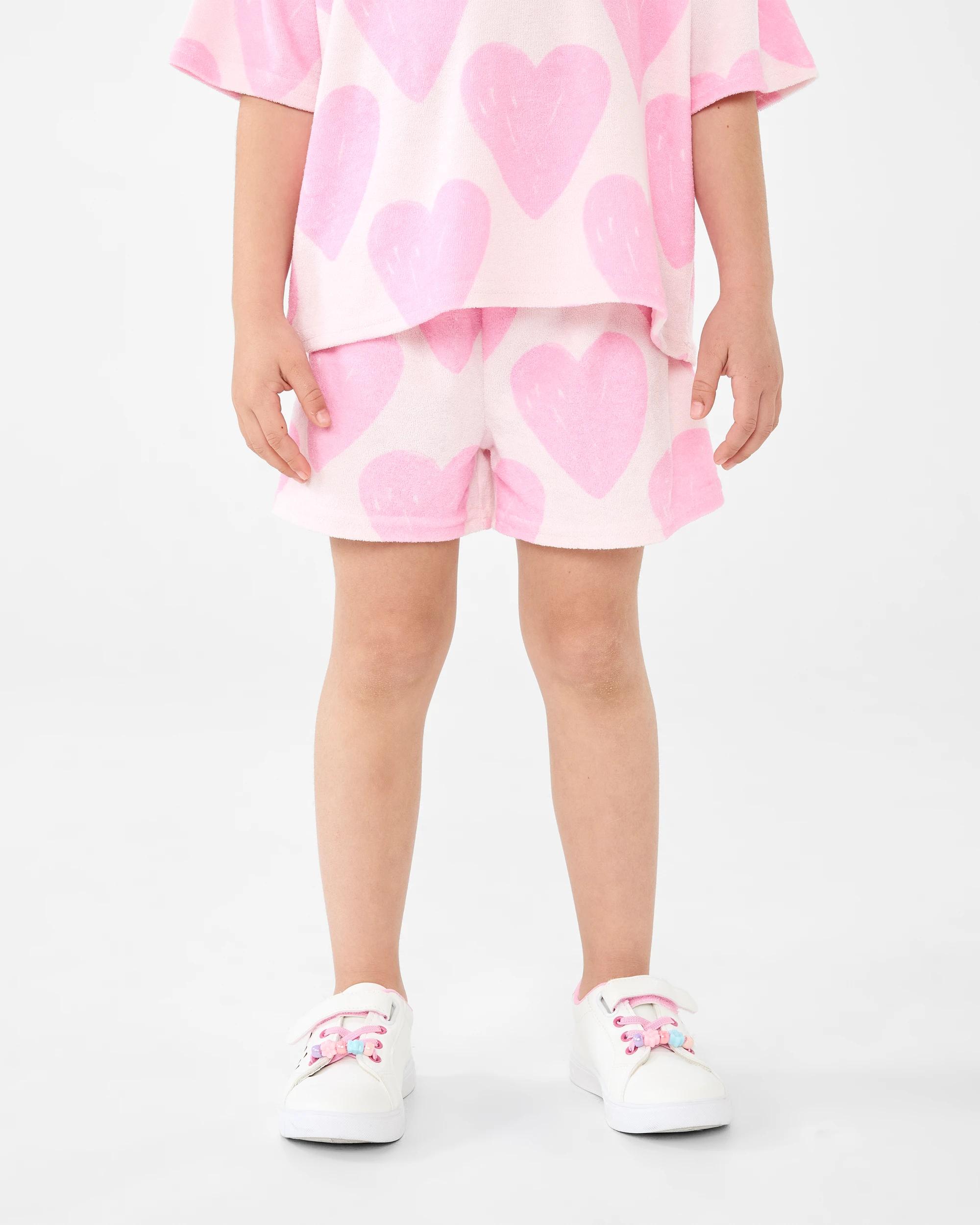1 Terry Towelling Shorts Pnk Hrts, 1 of 5