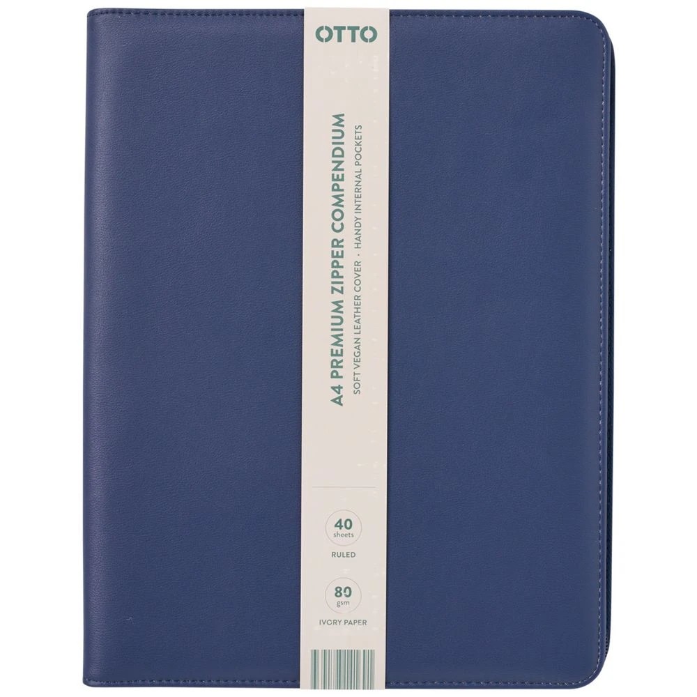 1 Otto A4 Zipper Compendium Blue, 1 of 3