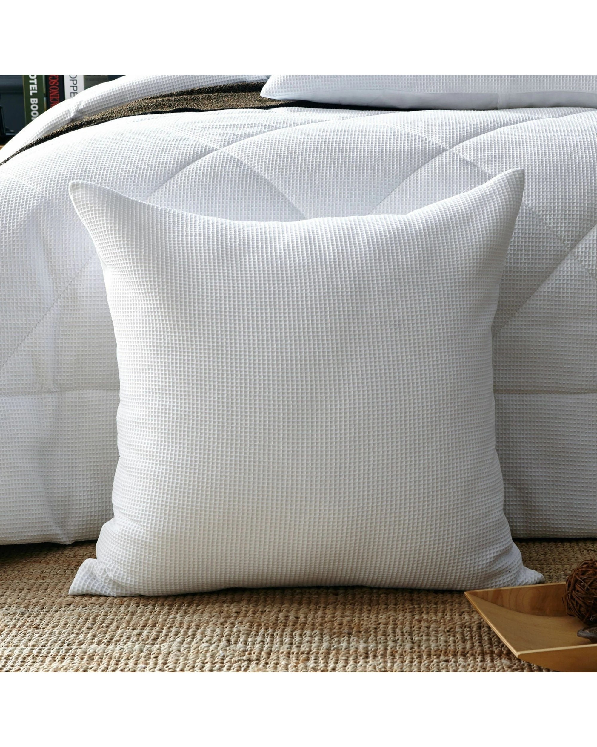 2 Cotton More 2pc Waffle Weave Pillowcases Cushion Covers 45x45cm - White, 2 of 7
