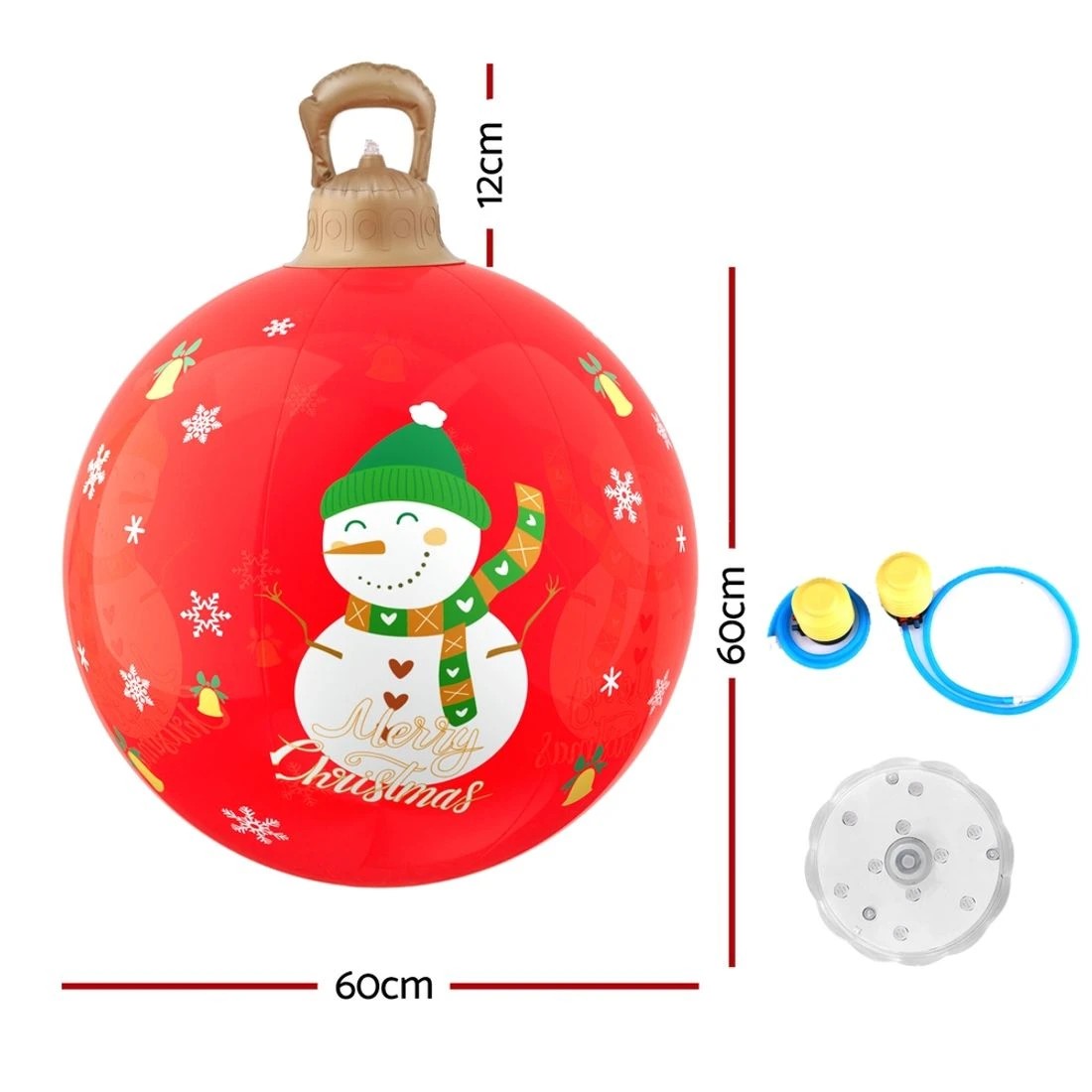3 Jingle Jollys Christmas Inflatable Ball 60cm Illuminated Led Snowman Xmas Decor Durable Space Saving Modern Decor - Red, 3 of 7