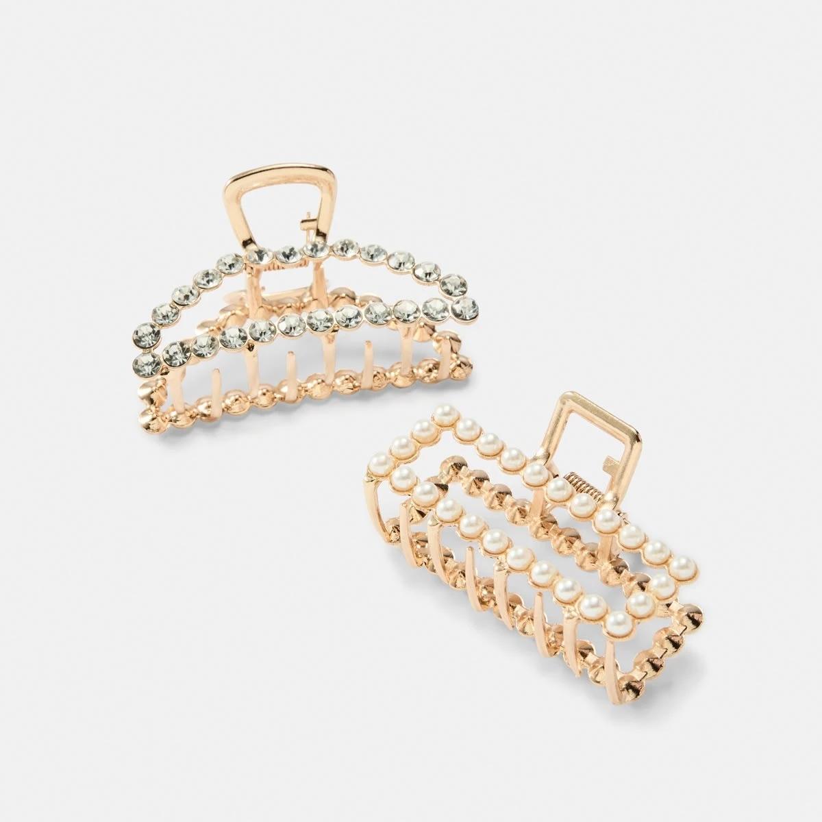 2 2 Pack Gold Tone Metal Hair Clips Gold, 2 of 4