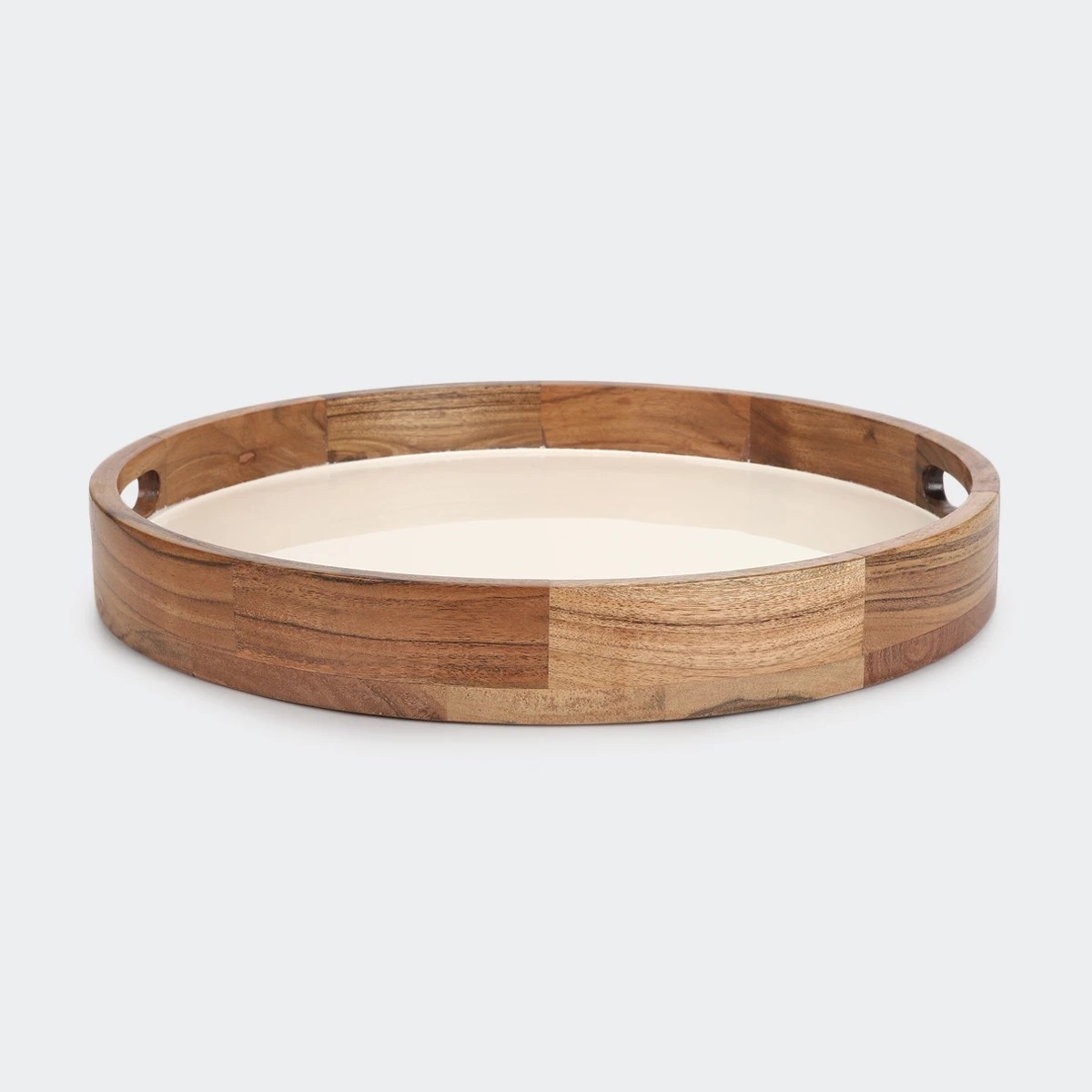 2 White Enamel Acacia Tray, 2 of 5