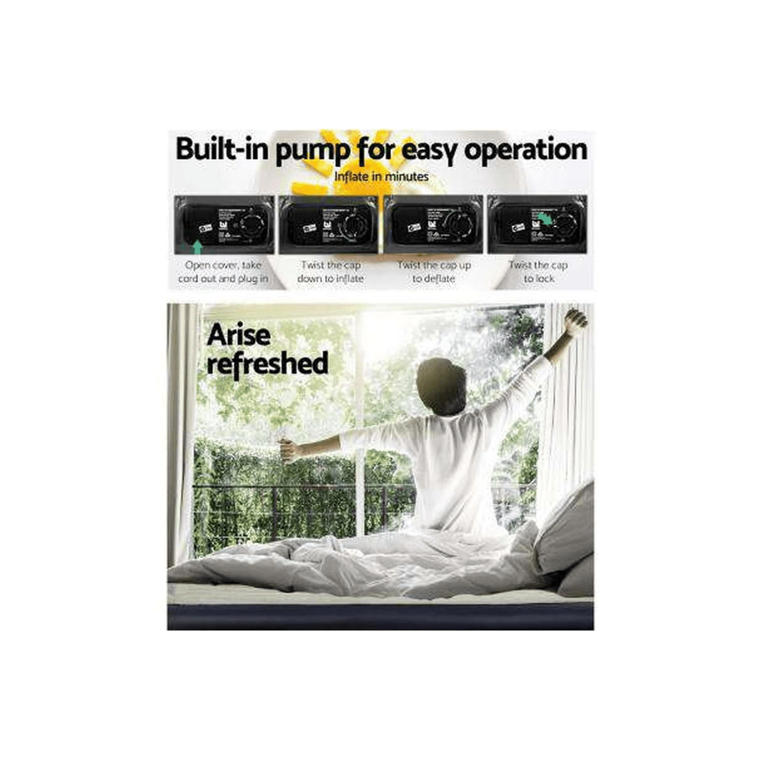 4 Bestway Air Bed with Built-in AC Pump — Flocked Surface, I-Beam Support (Navy, 191 x 97 x 46 cm) - Blue, 4 of 6