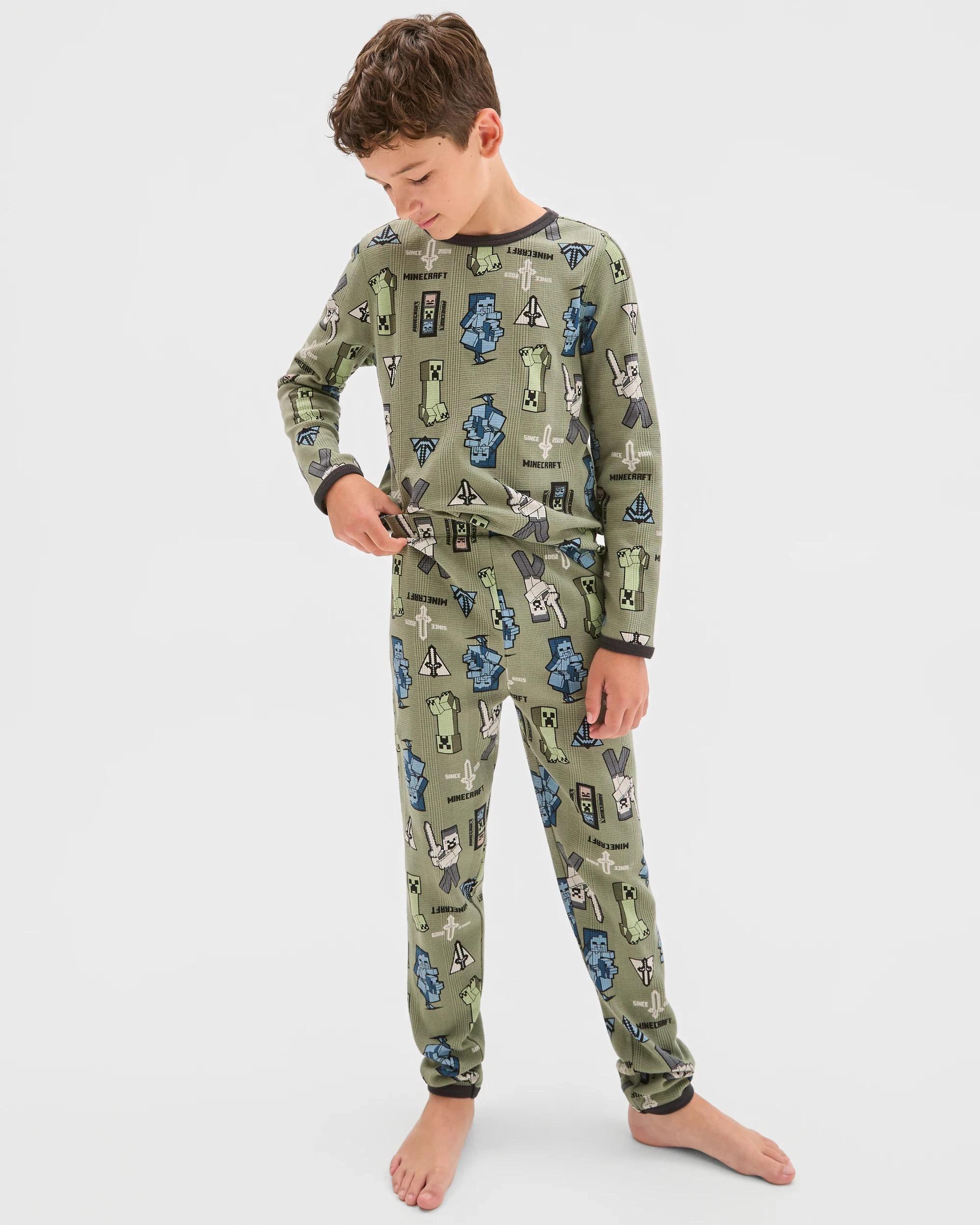 3 Target Minecraft Australian Cotton Older Boys Waffle Knit Pyjama Set MINECRAFT, 3 of 7
