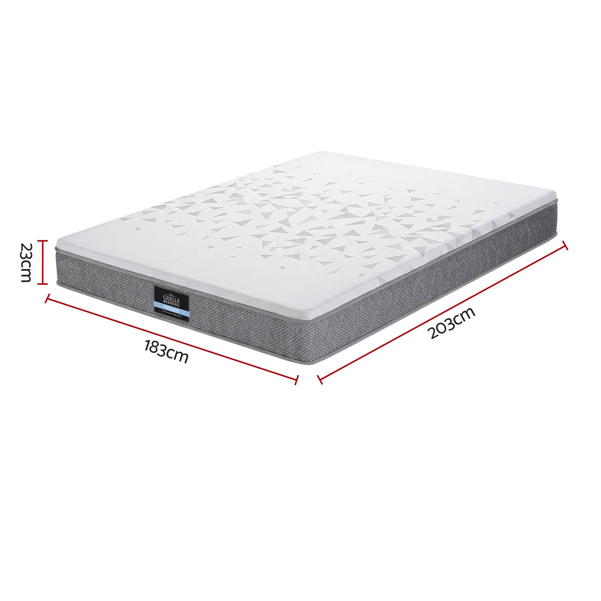 3 Giselle Bedding 23cm Mattress Reversible Firmness Foam Layer Pocket Spring - King Bed - White, 3 of 9