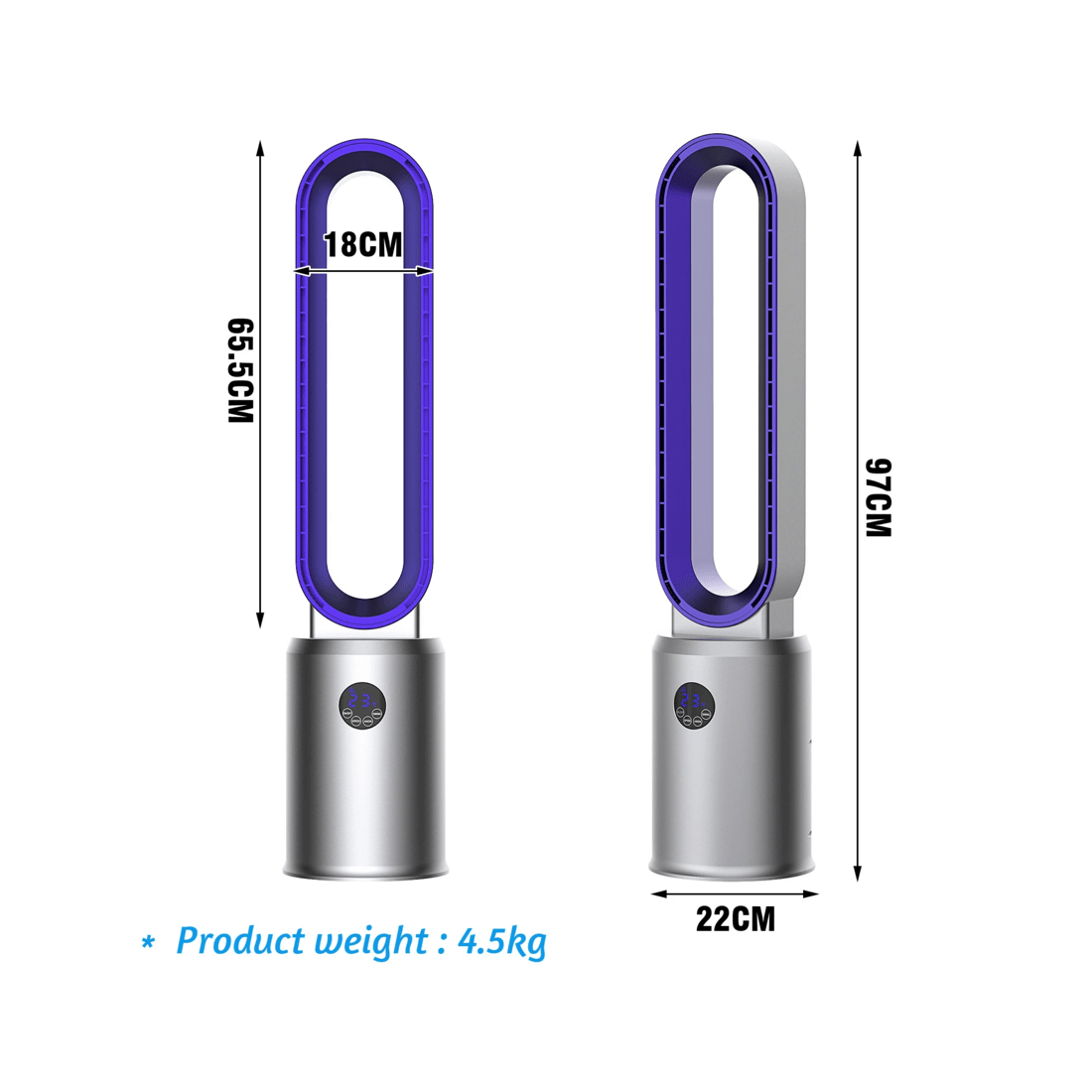 8 Advwin Bladeless Tower Fan Portable Electric Standing Floor Fan Air Circulator With Remote 24-Speeds Adjustable, 8 of 8