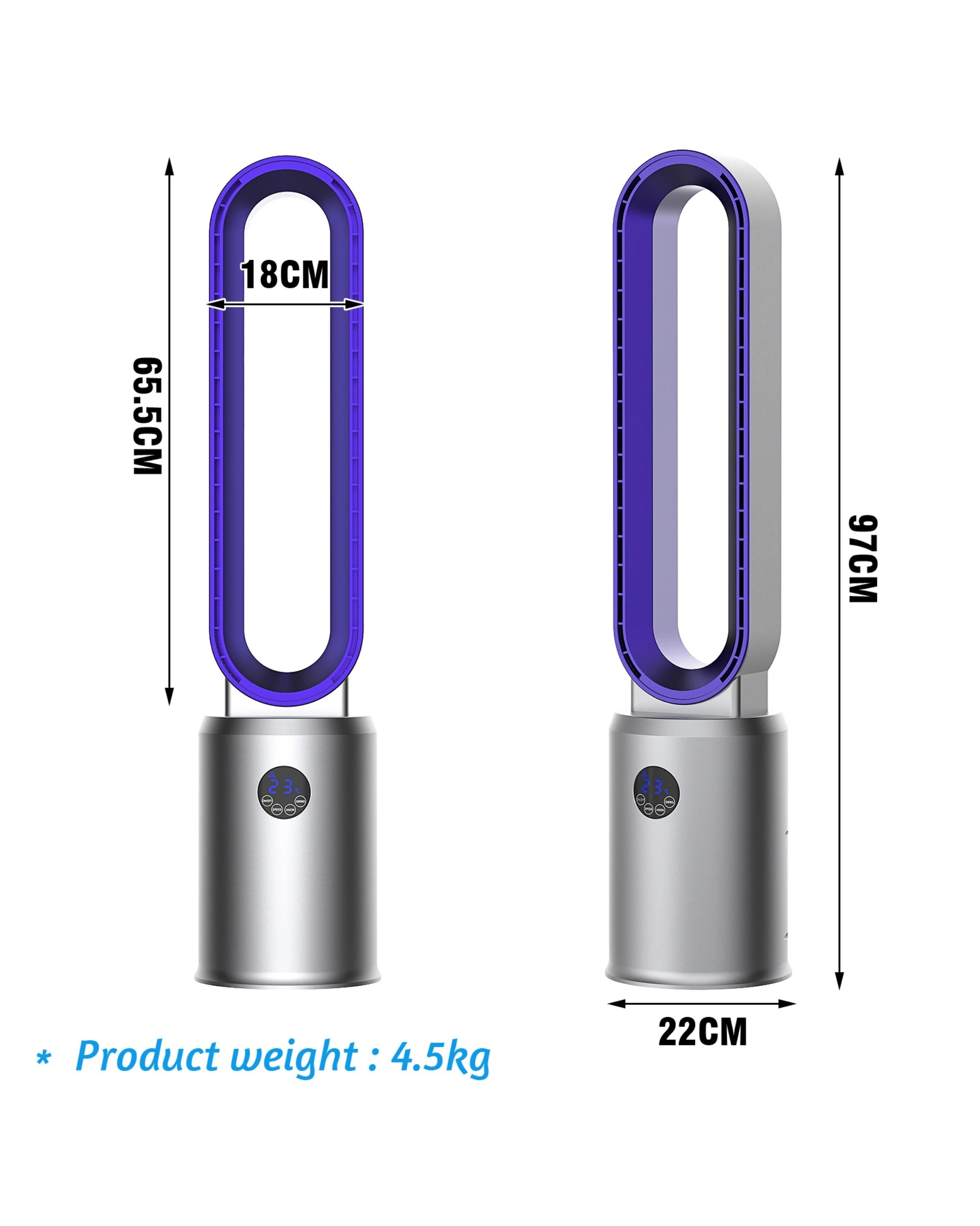 8 Advwin Bladeless Tower Fan Portable Electric Standing Floor Fan Air Circulator With Remote 24-Speeds Adjustable, 8 of 8