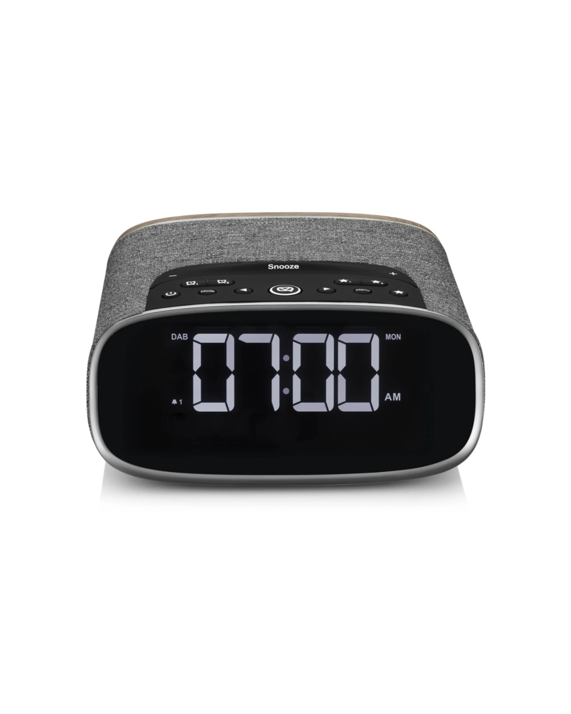 2 VQ Lark DAB Digital Clock Radio With Wireless Bluetooth Speaker Dual Alarm Walnut - Black, 2 of 4