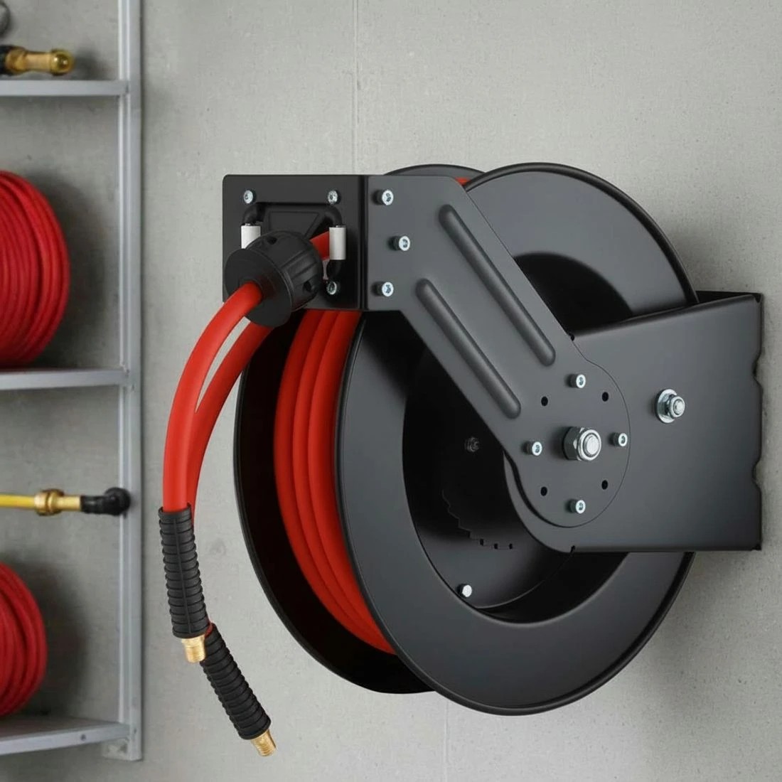 6 Giantz Air Hose Reel 3/8 IN x 15m Retractable Air Hose 300PSI - Multi, 6 of 6