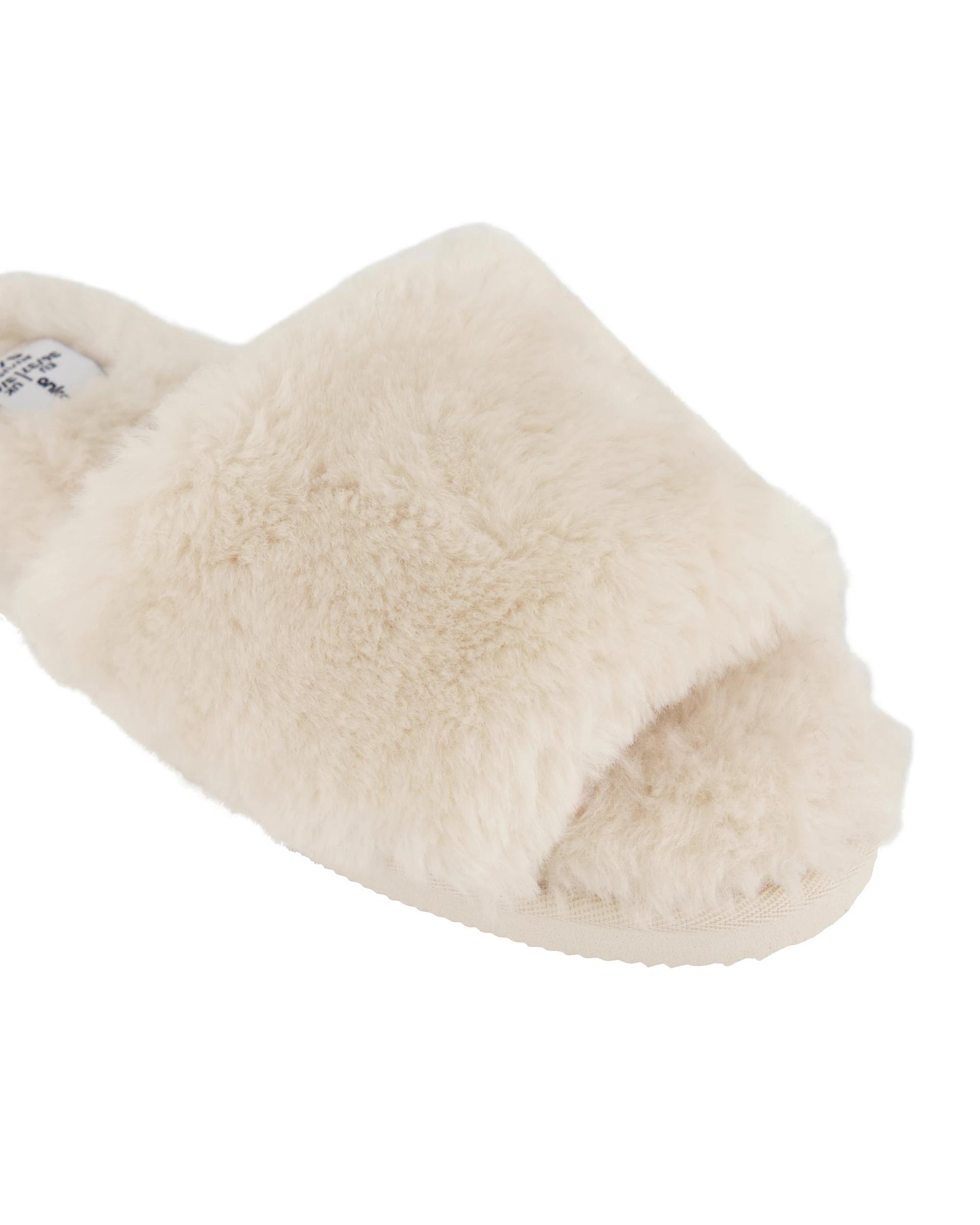 3 EVA Outsole Furry Slides Cream, 3 of 3