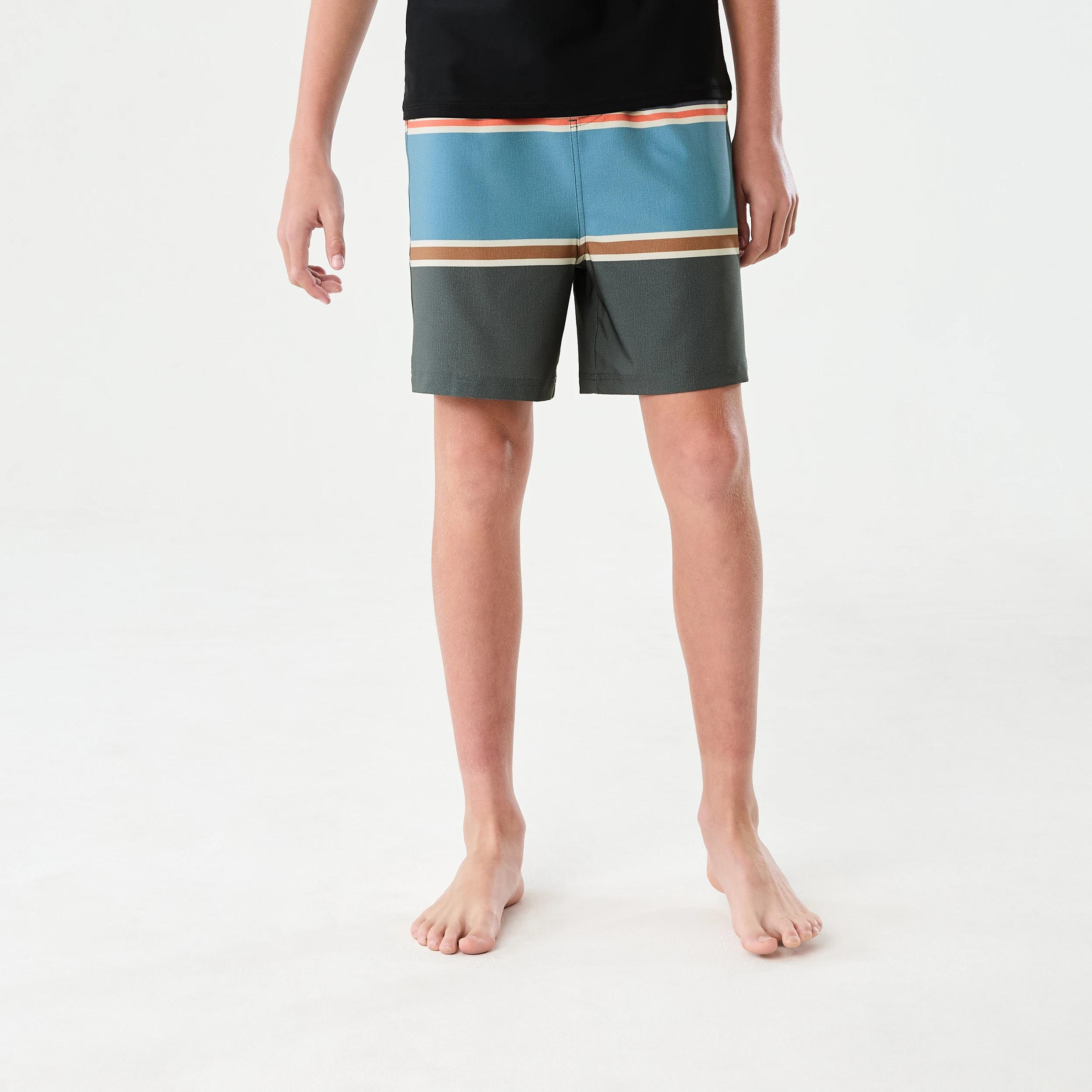 1 Longline Printed Swim Shorts MID STRIPE CASTLEROCK, 1 of 7